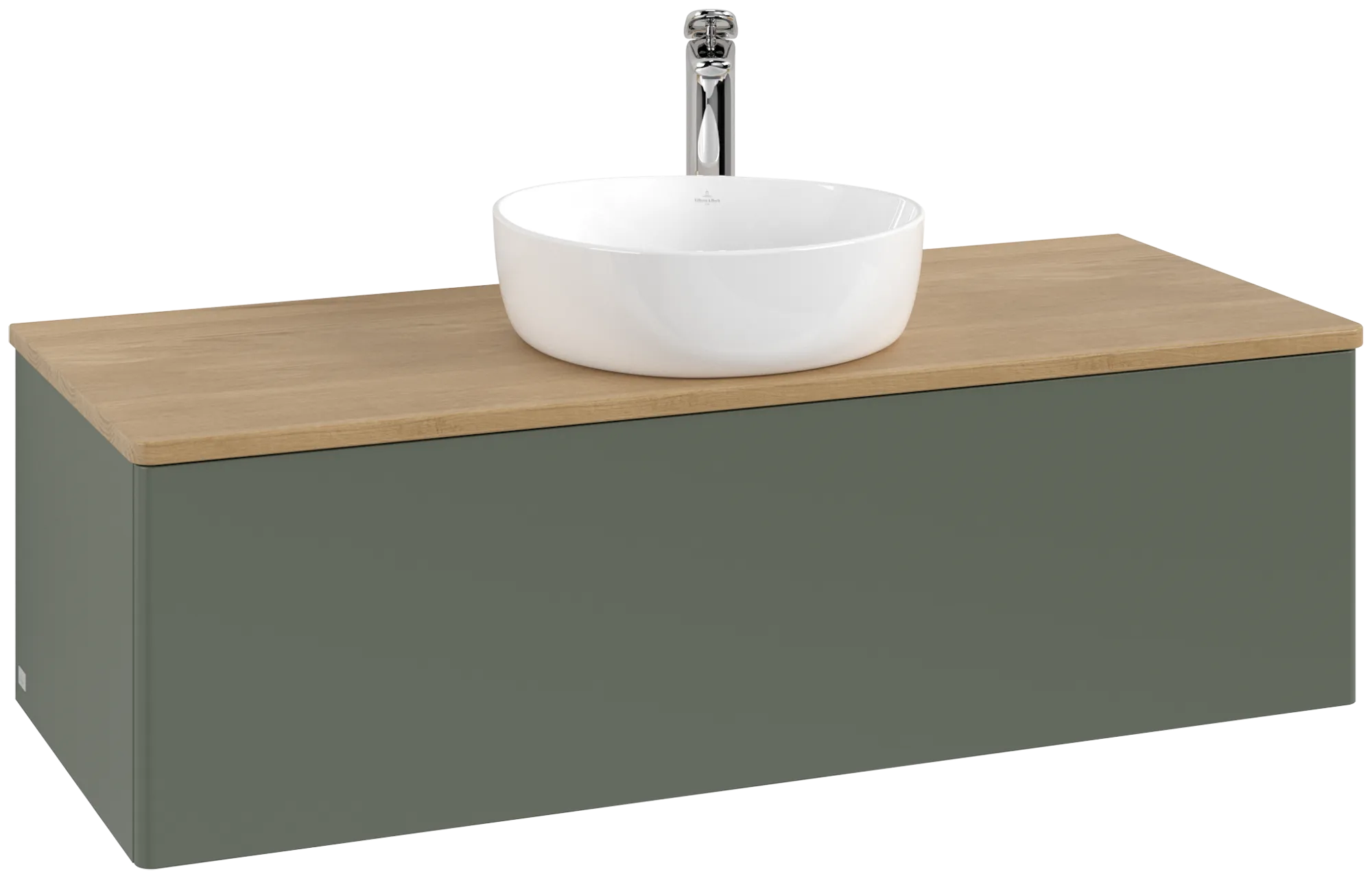 Bild von VILLEROY BOCH Antao Waschbeckenunterschrank, 1 Auszug, 1200 x 360 x 500 mm, Front ohne Struktur, Leaf Green Matt Lacquer / Honey Oak #K32051HL