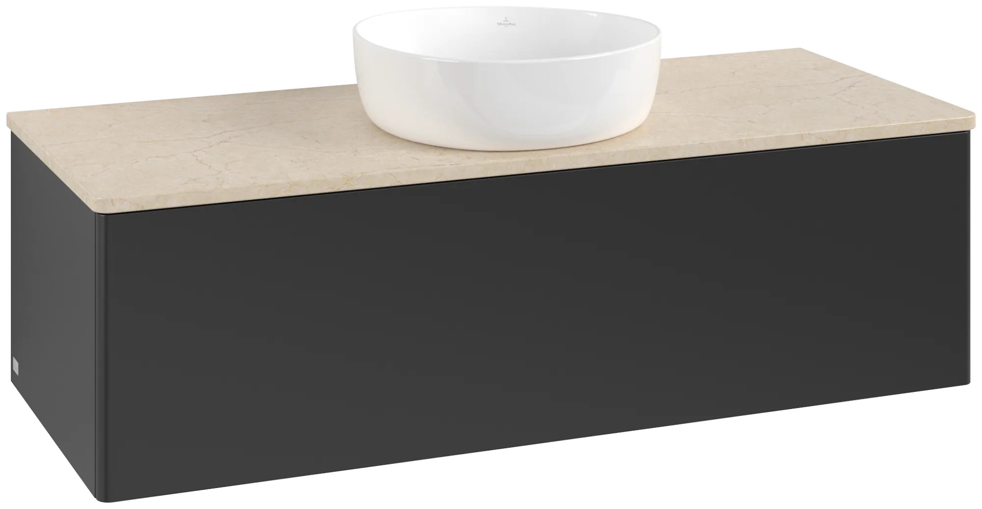 Bild von VILLEROY BOCH Antao Waschbeckenunterschrank, 1 Auszug, 1200 x 360 x 500 mm, Front ohne Struktur, Black Matt Lacquer / Botticino #K32013PD
