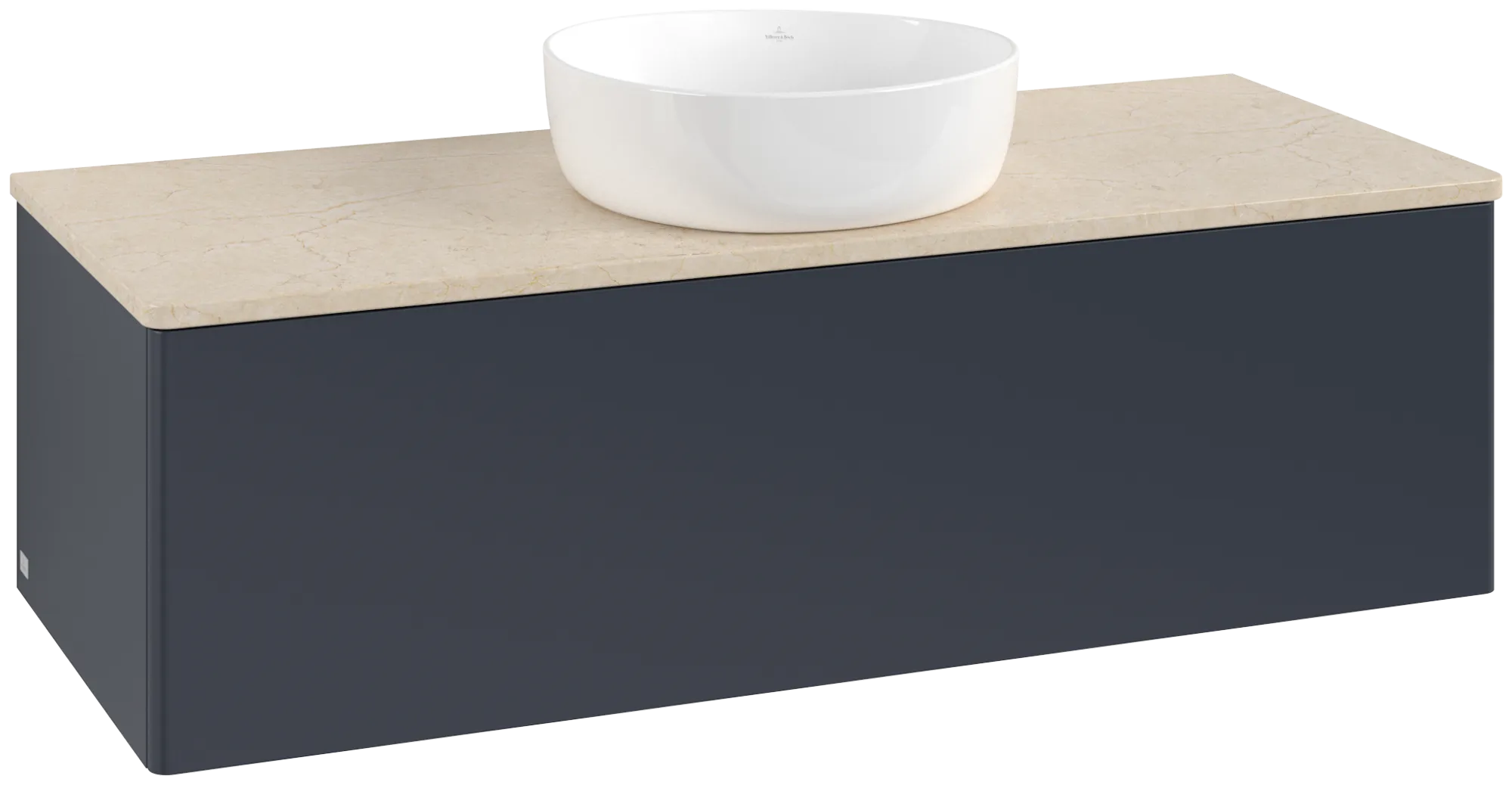 Bild von VILLEROY BOCH Antao Waschbeckenunterschrank, 1 Auszug, 1200 x 360 x 500 mm, Front ohne Struktur, Midnight Blue Matt Lacquer / Botticino #K32013HG