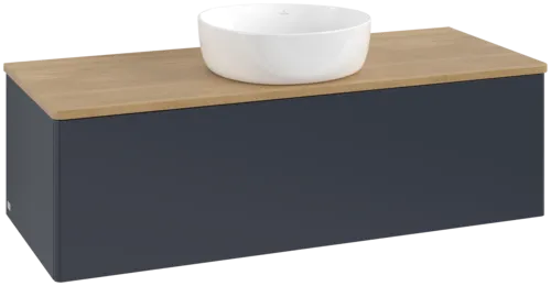 Bild von VILLEROY BOCH Antao Waschbeckenunterschrank, 1 Auszug, 1200 x 360 x 500 mm, Front ohne Struktur, Midnight Blue Matt Lacquer / Honey Oak #K32011HG