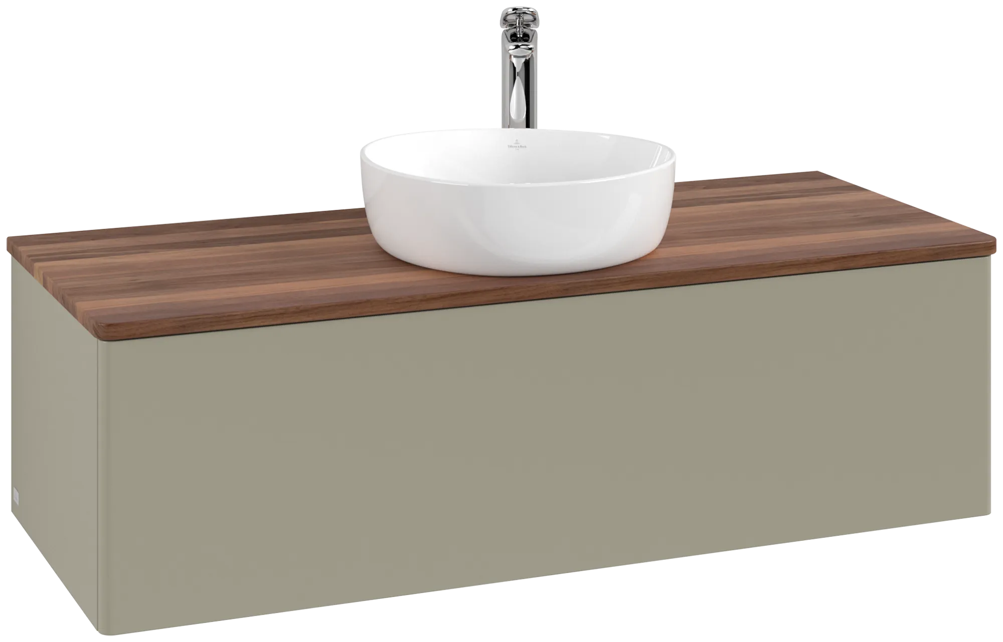 Bild von VILLEROY BOCH Antao Waschbeckenunterschrank, 1 Auszug, 1200 x 360 x 500 mm, Front ohne Struktur, Stone Grey Matt Lacquer / Warm Walnut #K32052HK