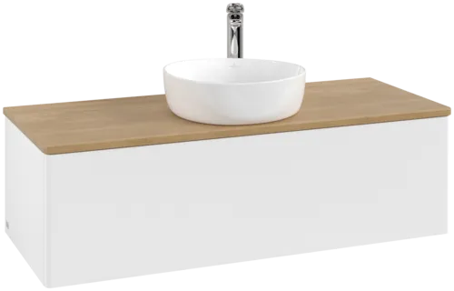 Bild von VILLEROY BOCH Antao Waschbeckenunterschrank, 1 Auszug, 1200 x 360 x 500 mm, Front ohne Struktur, White Matt Lacquer / Honey Oak #K32051MT