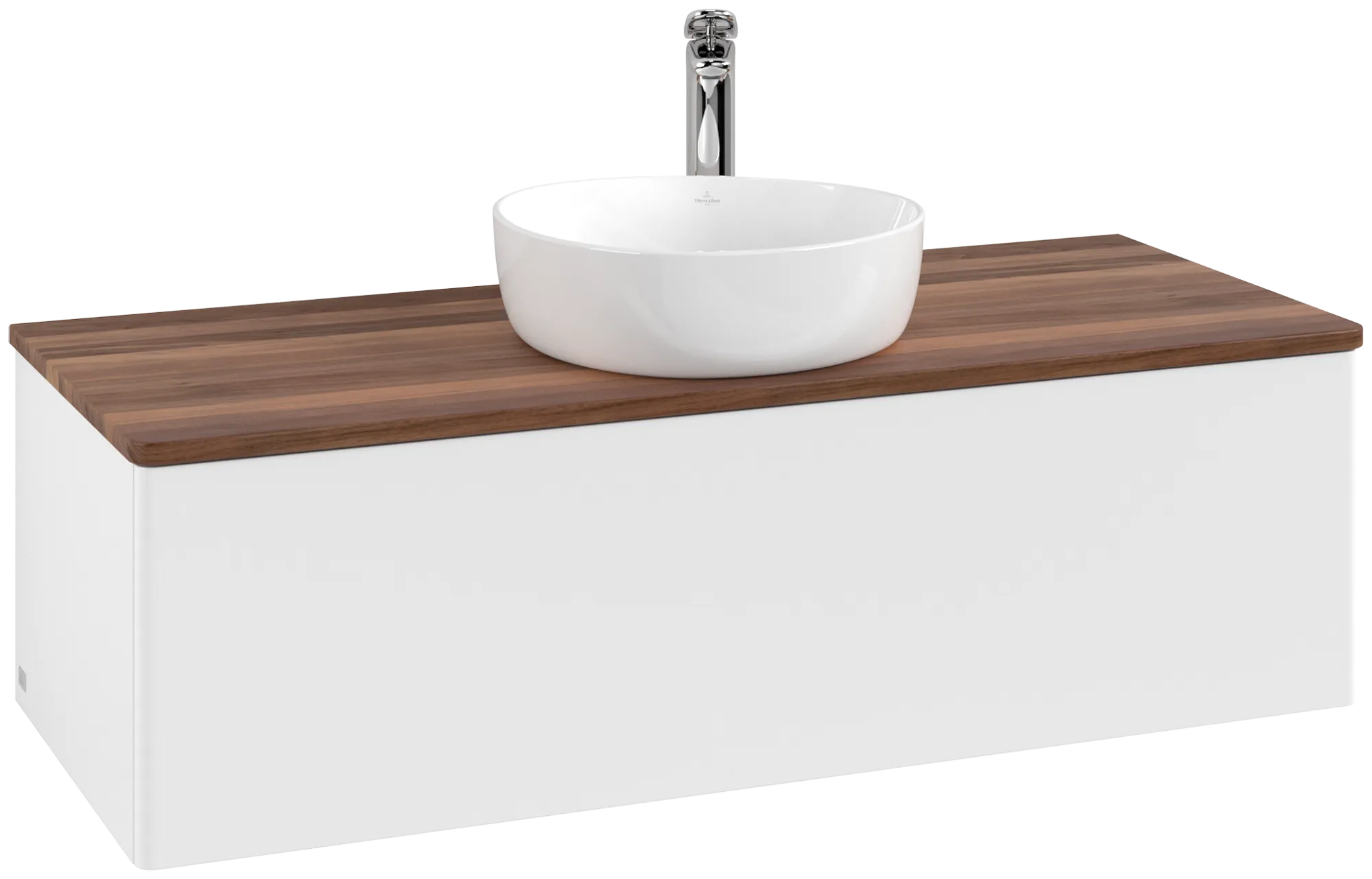 Bild von VILLEROY BOCH Antao Waschbeckenunterschrank, 1 Auszug, 1200 x 360 x 500 mm, Front ohne Struktur, White Matt Lacquer / Warm Walnut #K32052MT