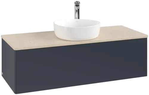 Bild von VILLEROY BOCH Antao Waschbeckenunterschrank, 1 Auszug, 1200 x 360 x 500 mm, Front ohne Struktur, Midnight Blue Matt Lacquer / Botticino #K32053HG