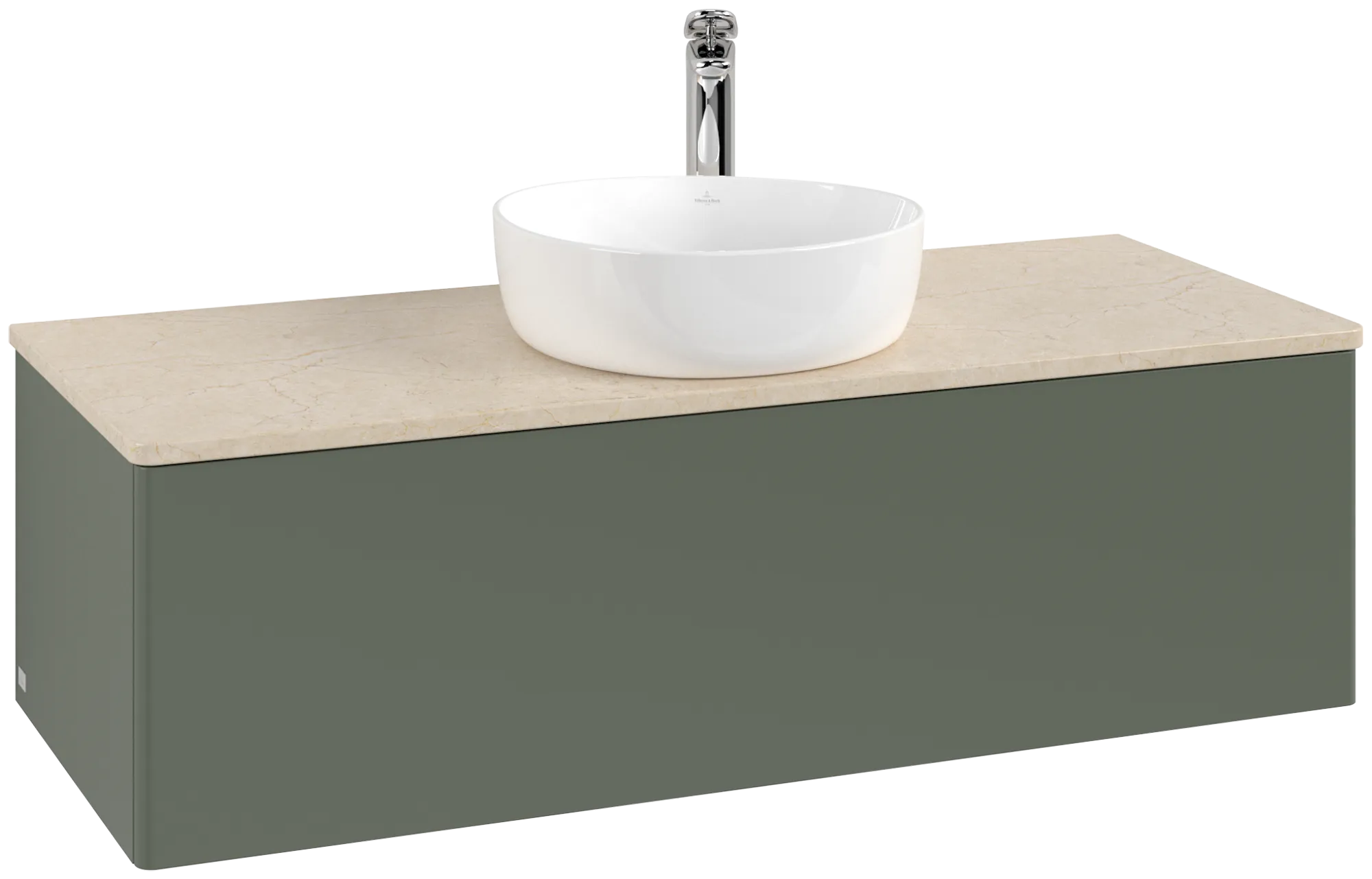Bild von VILLEROY BOCH Antao Waschbeckenunterschrank, 1 Auszug, 1200 x 360 x 500 mm, Front ohne Struktur, Leaf Green Matt Lacquer / Botticino #K32053HL