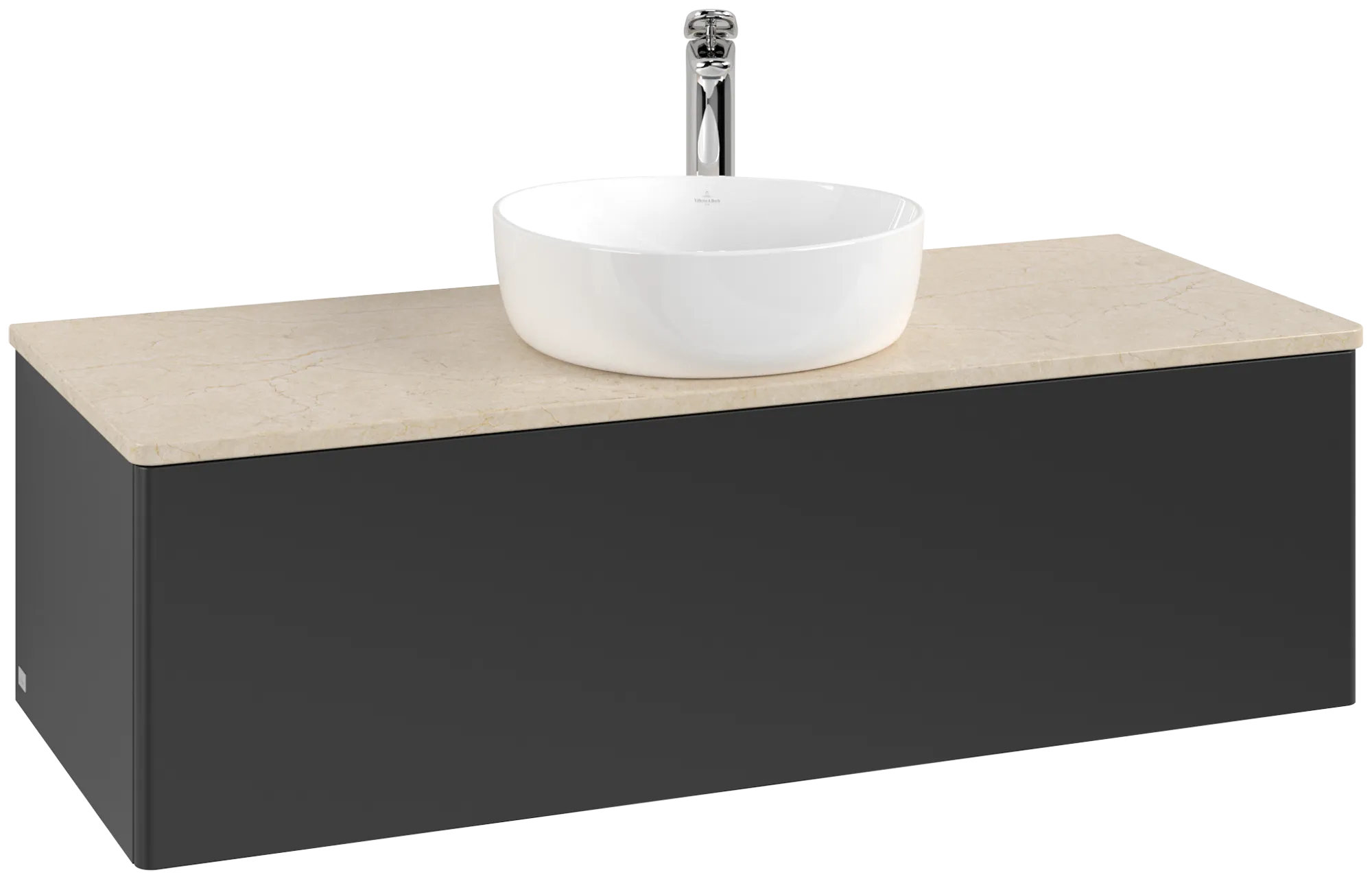 Bild von VILLEROY BOCH Antao Waschbeckenunterschrank, 1 Auszug, 1200 x 360 x 500 mm, Front ohne Struktur, Black Matt Lacquer / Botticino #K32053PD