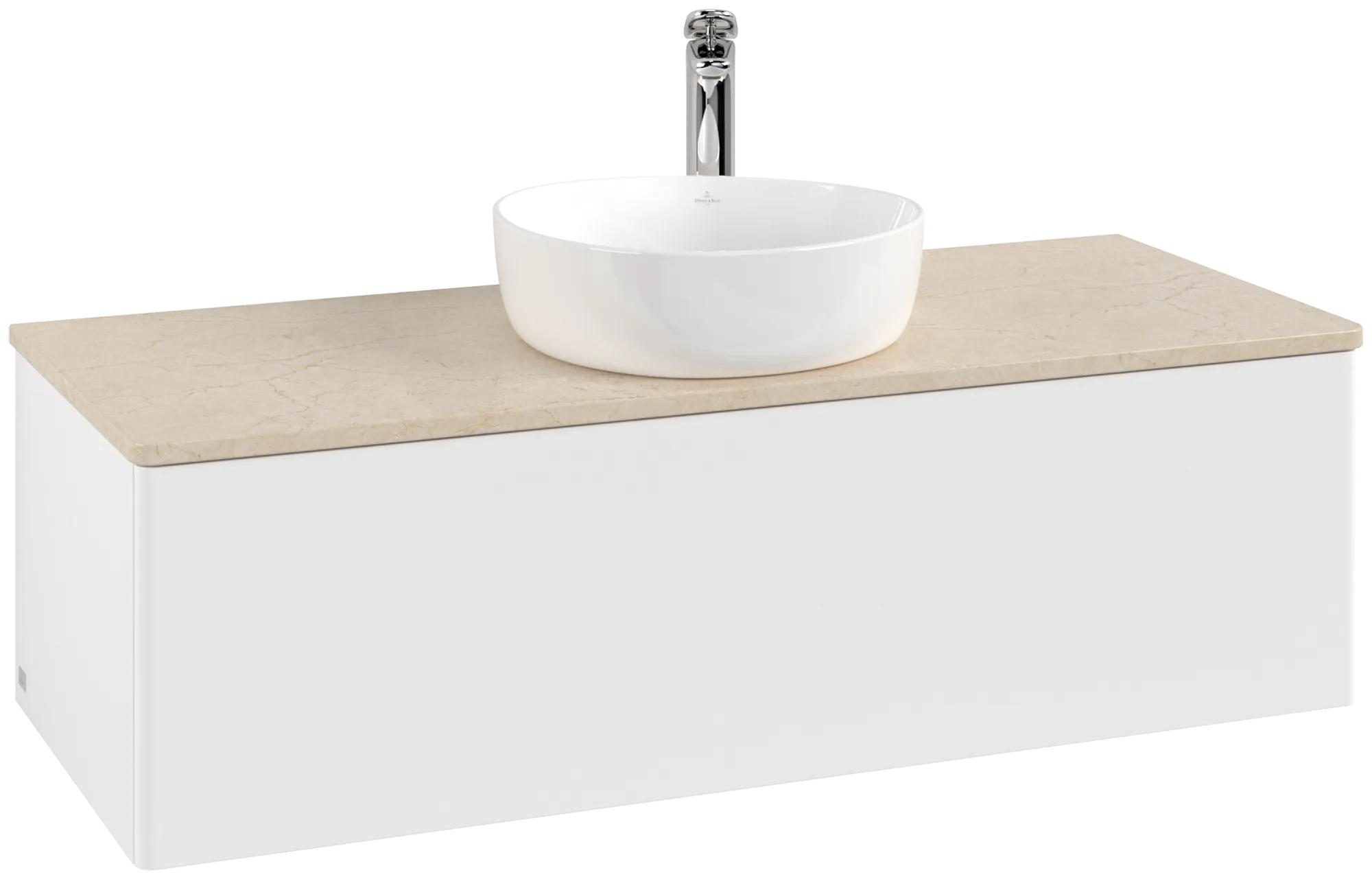 Bild von VILLEROY BOCH Antao Waschbeckenunterschrank, 1 Auszug, 1200 x 360 x 500 mm, Front ohne Struktur, White Matt Lacquer / Botticino #K32053MT