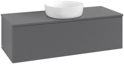 Bild von VILLEROY BOCH Antao Waschbeckenunterschrank, 1 Auszug, 1200 x 360 x 500 mm, Front mit Struktur, Anthracite Matt Lacquer / Anthracite Matt Lacquer #K32110GK