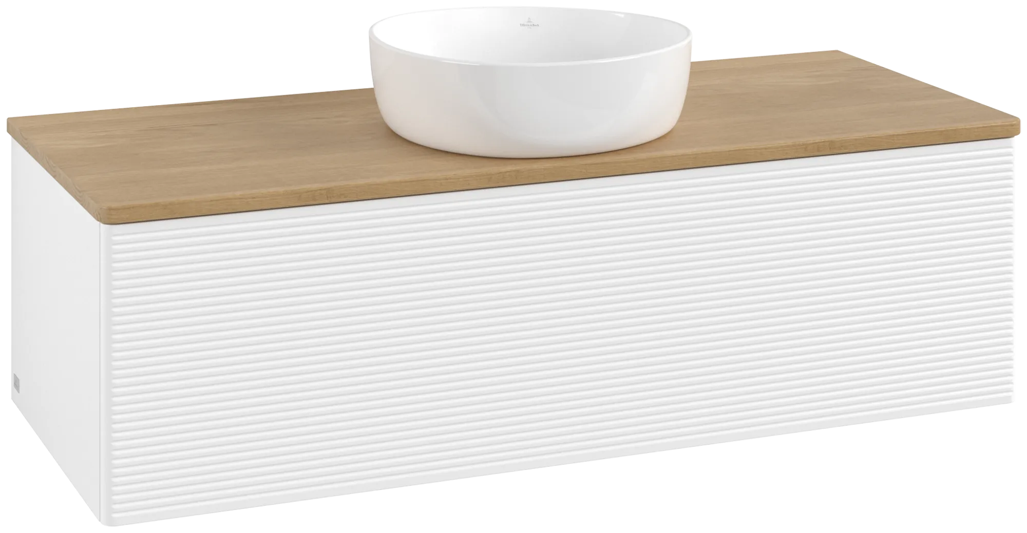 Bild von VILLEROY BOCH Antao Waschbeckenunterschrank, 1 Auszug, 1200 x 360 x 500 mm, Front mit Struktur, White Matt Lacquer / Honey Oak #K32111MT