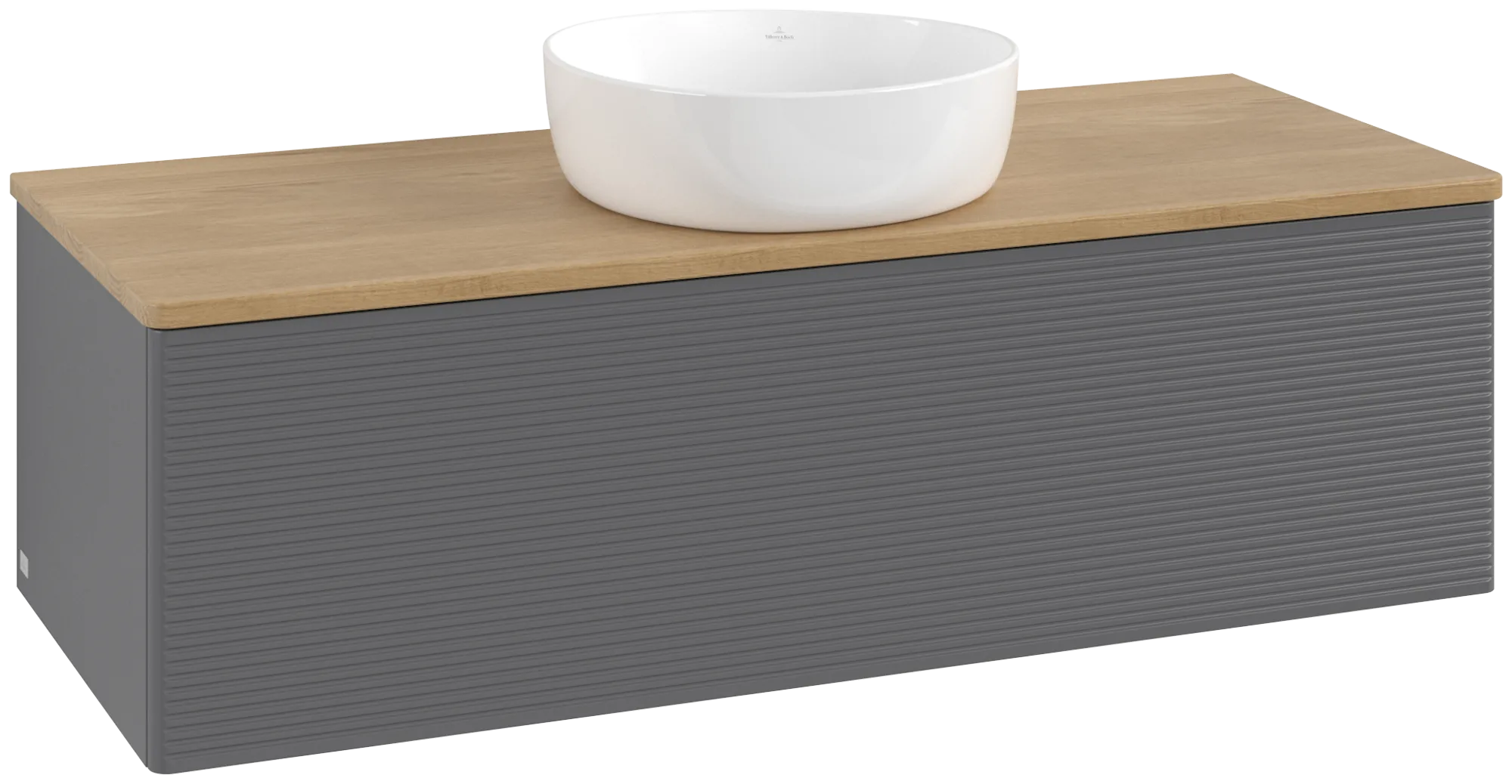 Bild von VILLEROY BOCH Antao Waschbeckenunterschrank, 1 Auszug, 1200 x 360 x 500 mm, Front mit Struktur, Anthracite Matt Lacquer / Honey Oak #K32111GK