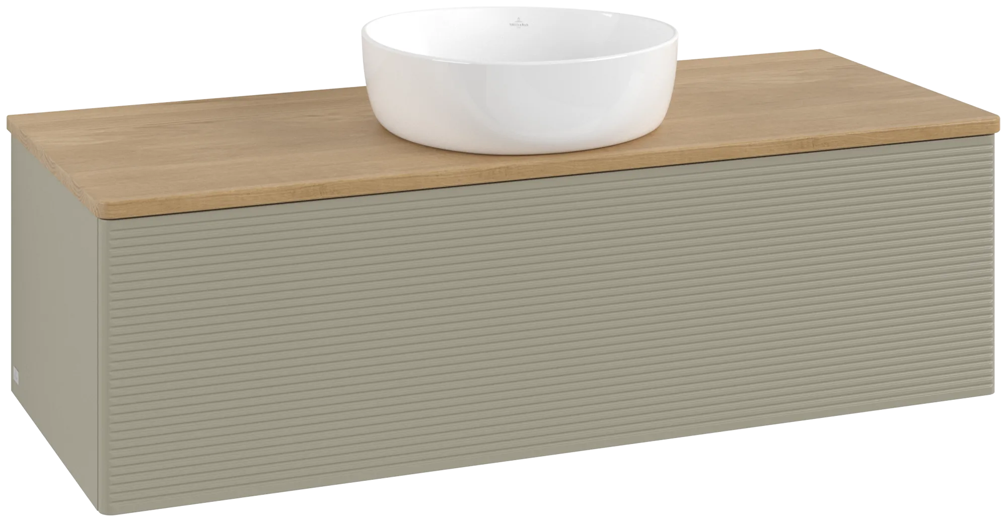 Bild von VILLEROY BOCH Antao Waschbeckenunterschrank, 1 Auszug, 1200 x 360 x 500 mm, Front mit Struktur, Stone Grey Matt Lacquer / Honey Oak #K32111HK