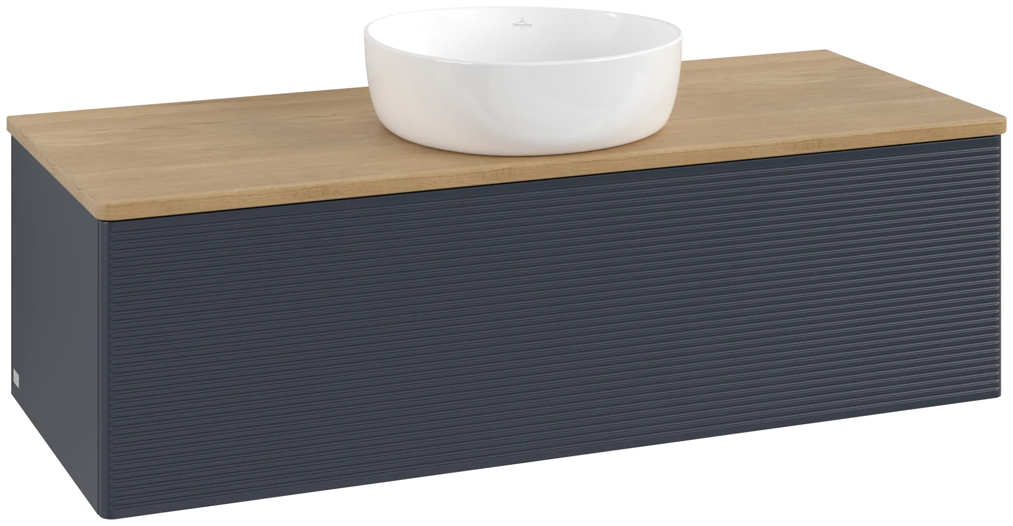 Bild von VILLEROY BOCH Antao Waschbeckenunterschrank, 1 Auszug, 1200 x 360 x 500 mm, Front mit Struktur, Midnight Blue Matt Lacquer / Honey Oak #K32111HG