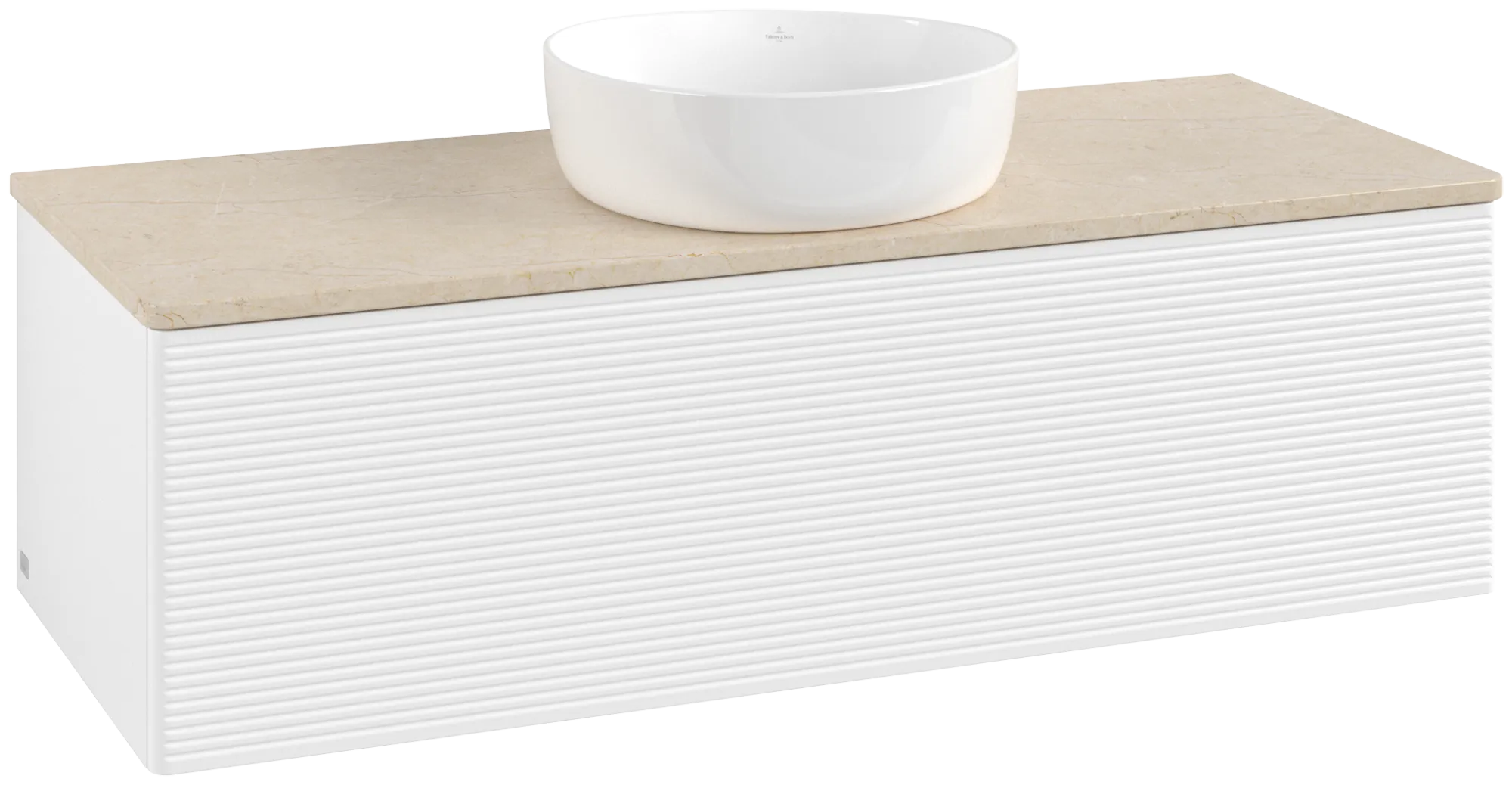 Obrázek VILLEROY BOCH Antao Vanity unit, 1 pull-out compartment, 1200 x 360 x 500 mm, Front with grain texture, White Matt Lacquer / Botticino #K32113MT