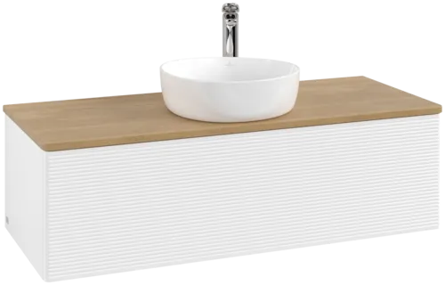 Bild von VILLEROY BOCH Antao Waschbeckenunterschrank, 1 Auszug, 1200 x 360 x 500 mm, Front mit Struktur, White Matt Lacquer / Honey Oak #K32151MT