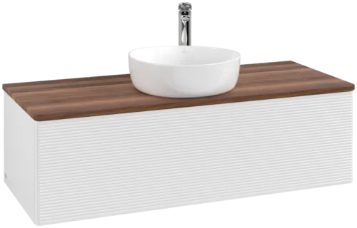 Bild von VILLEROY BOCH Antao Waschbeckenunterschrank, 1 Auszug, 1200 x 360 x 500 mm, Front mit Struktur, Glossy White Lacquer / Warm Walnut #K32152GF