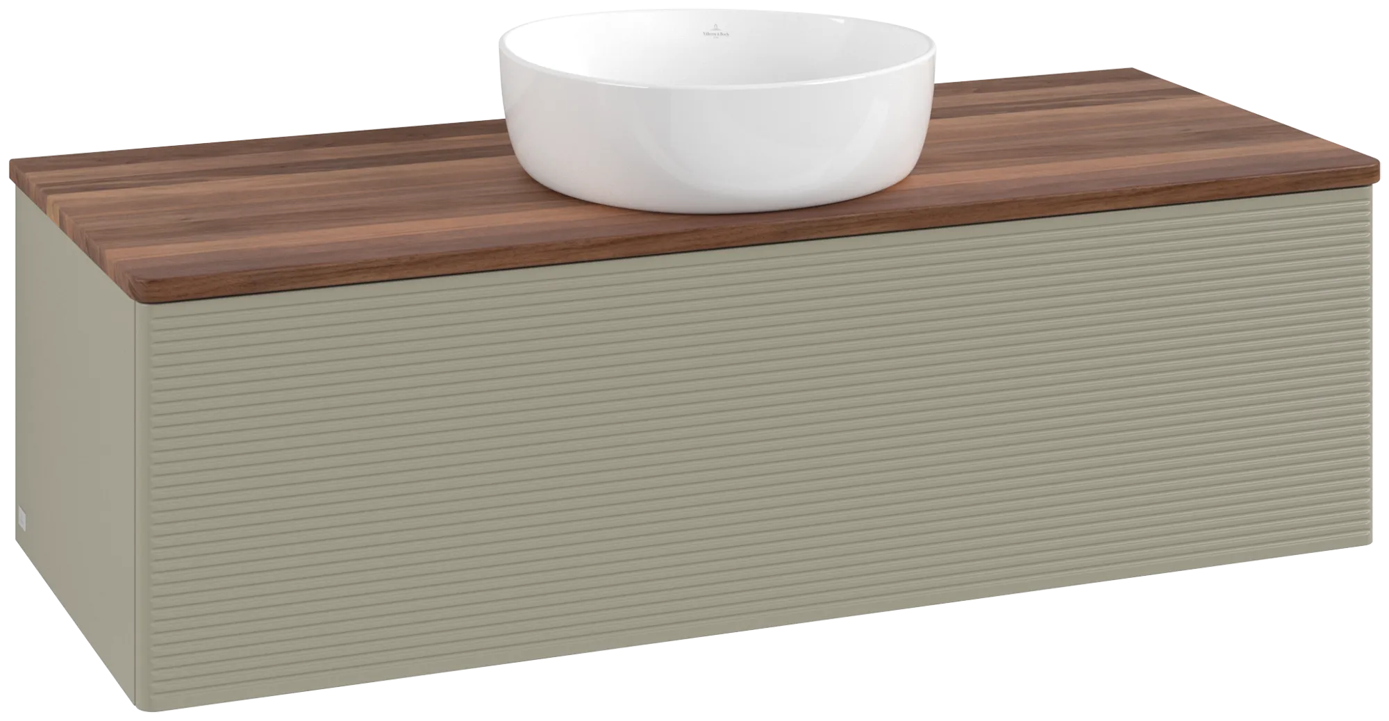 Bild von VILLEROY BOCH Antao Waschbeckenunterschrank, 1 Auszug, 1200 x 360 x 500 mm, Front mit Struktur, Stone Grey Matt Lacquer / Warm Walnut #K32112HK