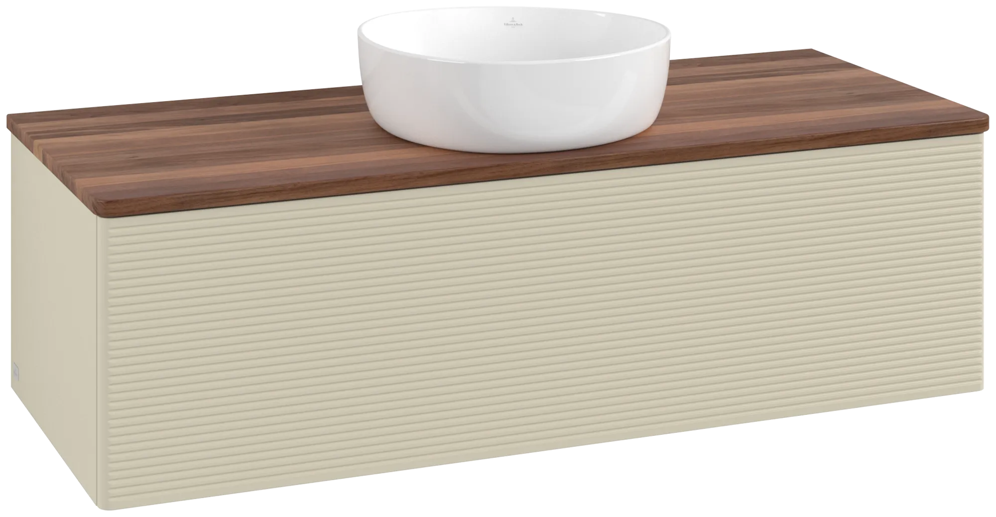 Bild von VILLEROY BOCH Antao Waschbeckenunterschrank, 1 Auszug, 1200 x 360 x 500 mm, Front mit Struktur, Silk Grey Matt Lacquer / Warm Walnut #K32112HJ