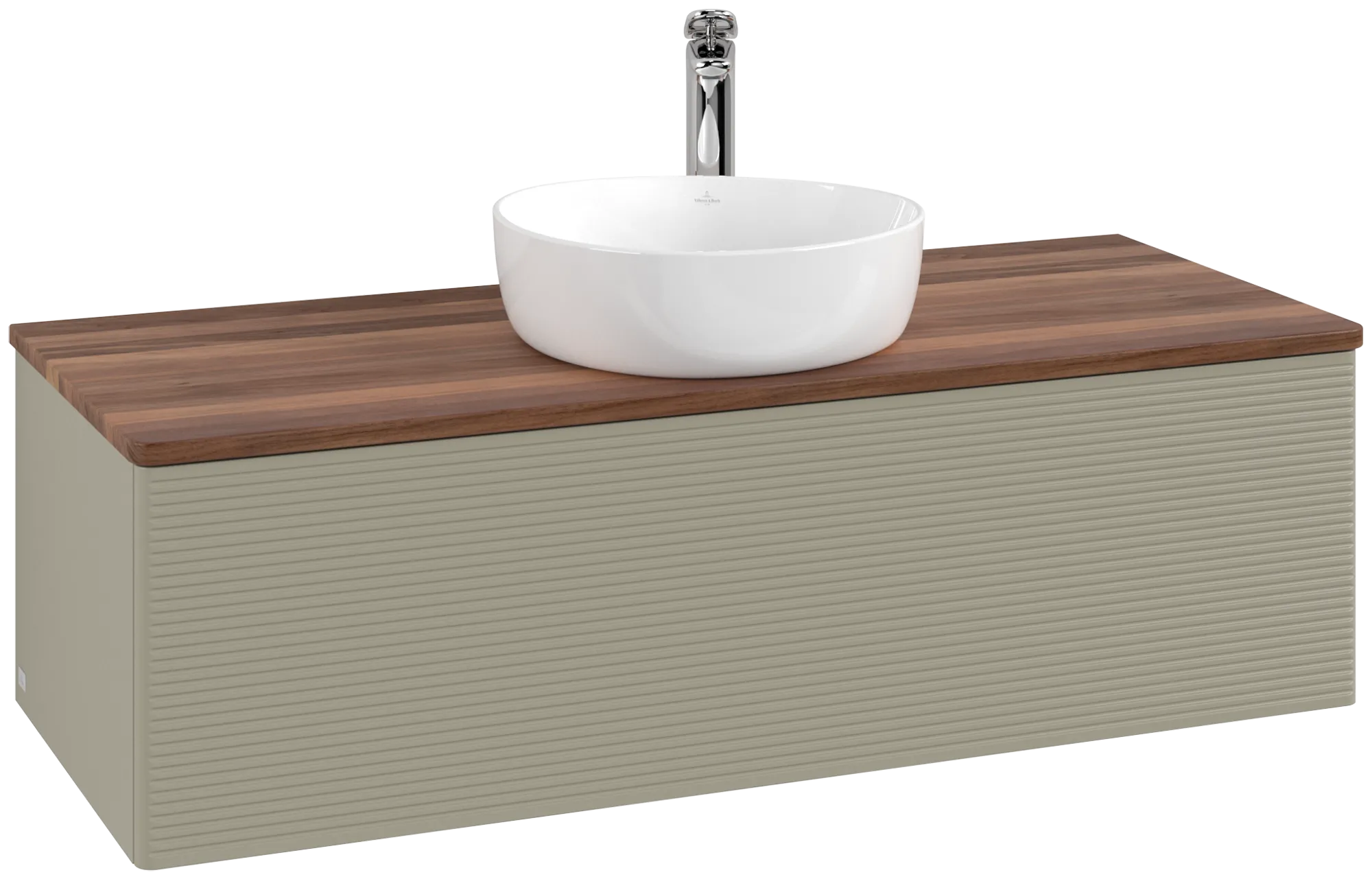 Bild von VILLEROY BOCH Antao Waschbeckenunterschrank, 1 Auszug, 1200 x 360 x 500 mm, Front mit Struktur, Stone Grey Matt Lacquer / Warm Walnut #K32152HK