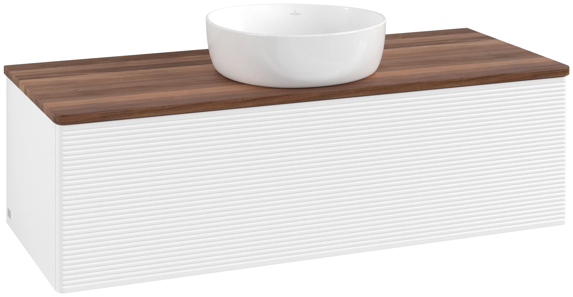 Bild von VILLEROY BOCH Antao Waschbeckenunterschrank, 1 Auszug, 1200 x 360 x 500 mm, Front mit Struktur, White Matt Lacquer / Warm Walnut #K32112MT