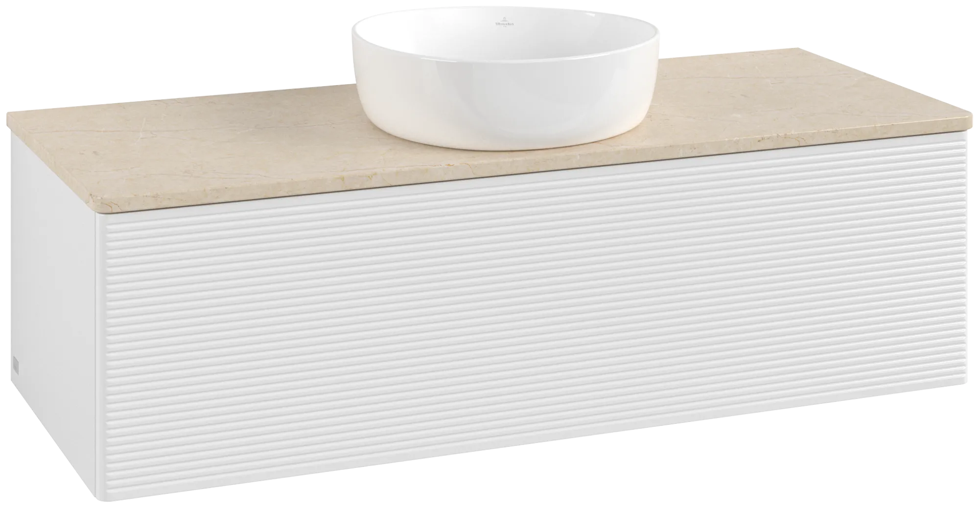 Bild von VILLEROY BOCH Antao Waschbeckenunterschrank, 1 Auszug, 1200 x 360 x 500 mm, Front mit Struktur, Glossy White Lacquer / Botticino #K32113GF