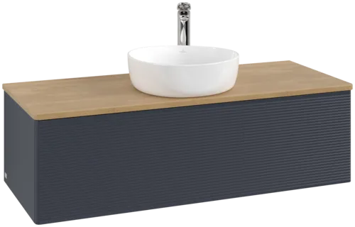 Bild von VILLEROY BOCH Antao Waschbeckenunterschrank, 1 Auszug, 1200 x 360 x 500 mm, Front mit Struktur, Midnight Blue Matt Lacquer / Honey Oak #K32151HG