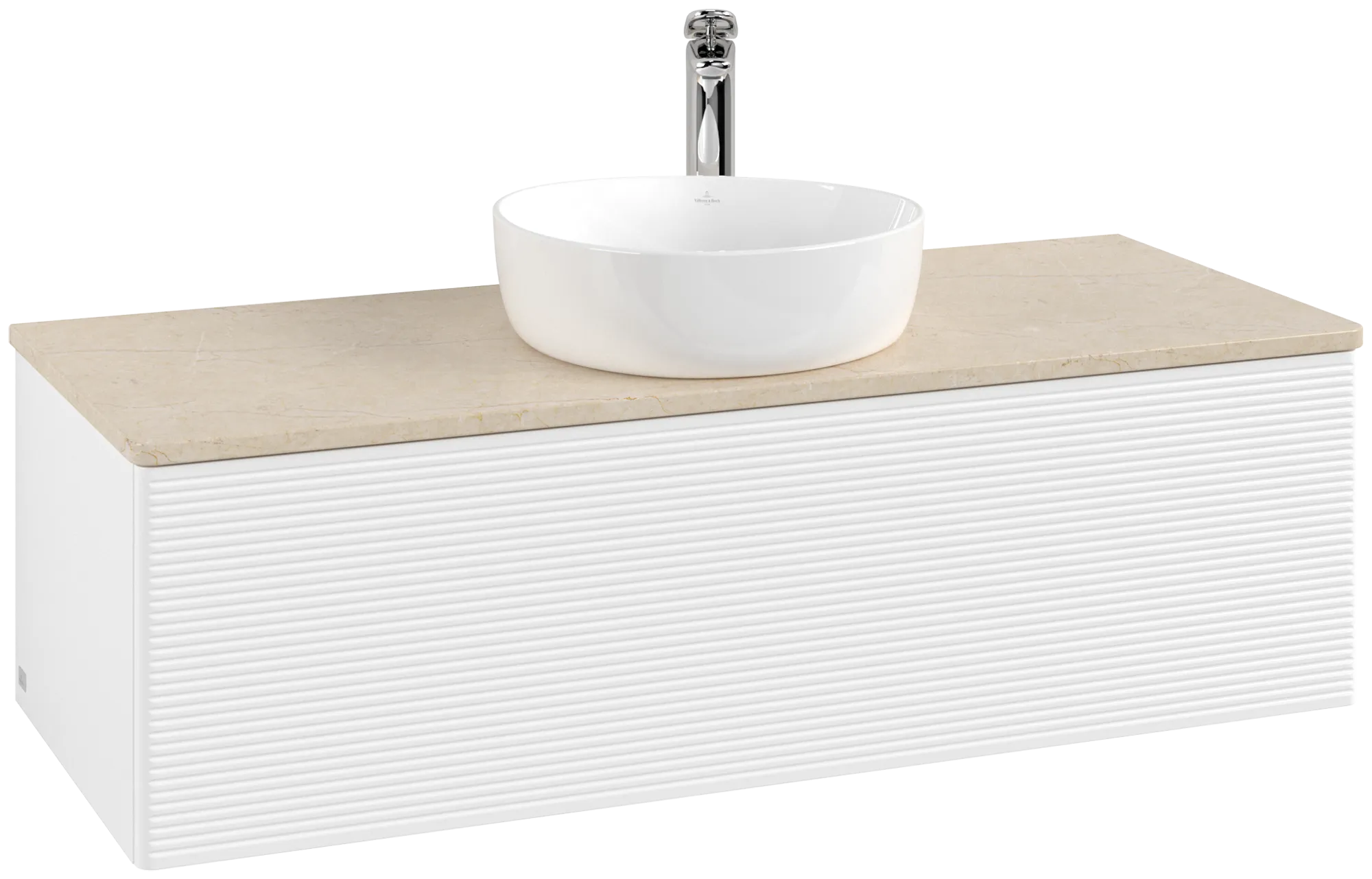 Bild von VILLEROY BOCH Antao Waschbeckenunterschrank, 1 Auszug, 1200 x 360 x 500 mm, Front mit Struktur, White Matt Lacquer / Botticino #K32153MT