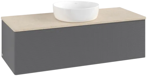 Bild von VILLEROY BOCH Antao Waschbeckenunterschrank, 1 Auszug, 1200 x 360 x 500 mm, Front mit Struktur, Anthracite Matt Lacquer / Botticino #K32113GK