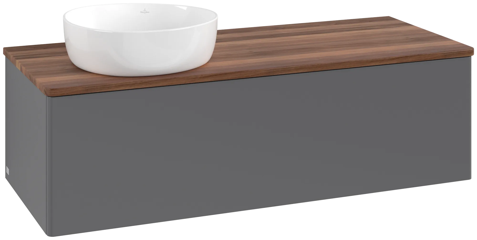 Bild von VILLEROY BOCH Antao Waschbeckenunterschrank, 1 Auszug, 1200 x 360 x 500 mm, Front ohne Struktur, Anthracite Matt Lacquer / Warm Walnut #K33012GK