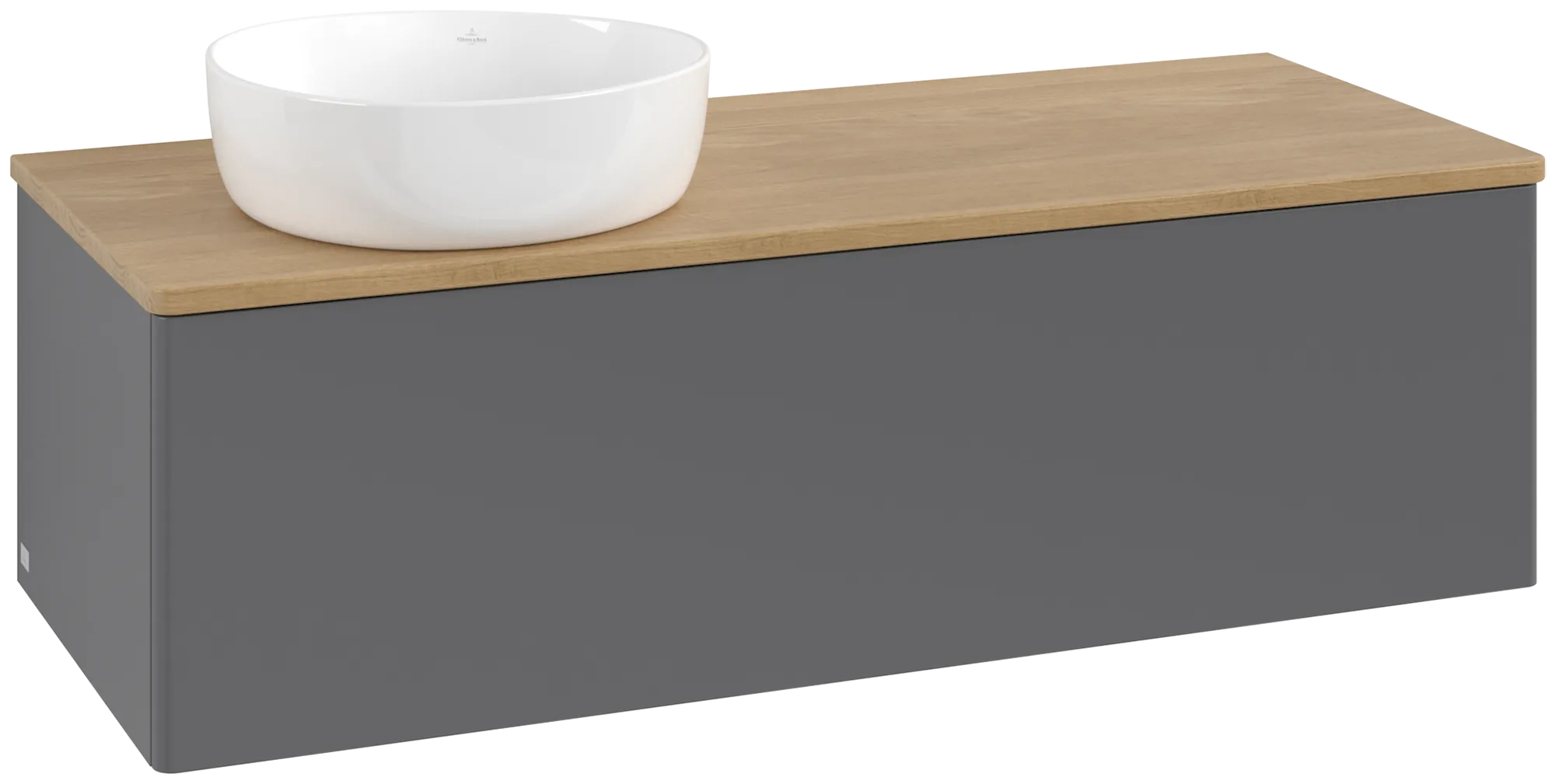 Bild von VILLEROY BOCH Antao Waschbeckenunterschrank, 1 Auszug, 1200 x 360 x 500 mm, Front ohne Struktur, Anthracite Matt Lacquer / Honey Oak #K33011GK