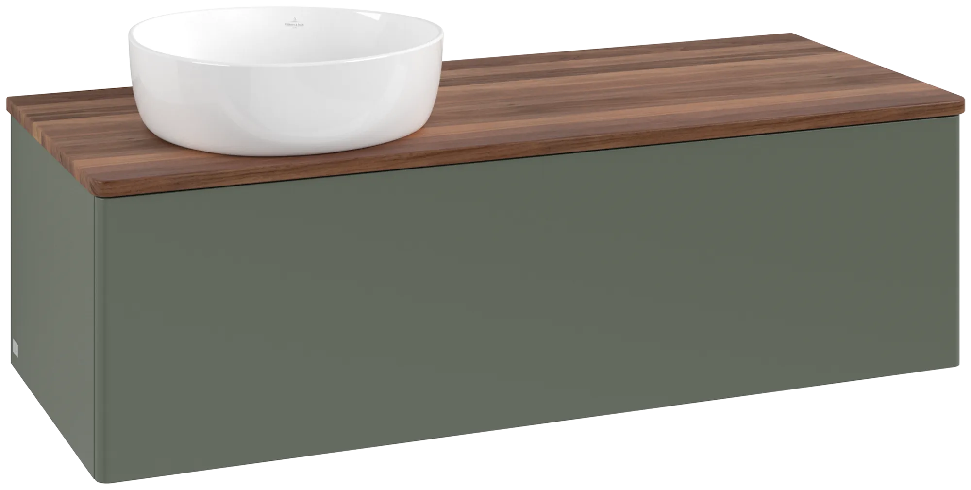 Obrázek VILLEROY BOCH Antao Vanity unit, 1 pull-out compartment, 1200 x 360 x 500 mm, Front without structure, Leaf Green Matt Lacquer / Warm Walnut #K33012HL
