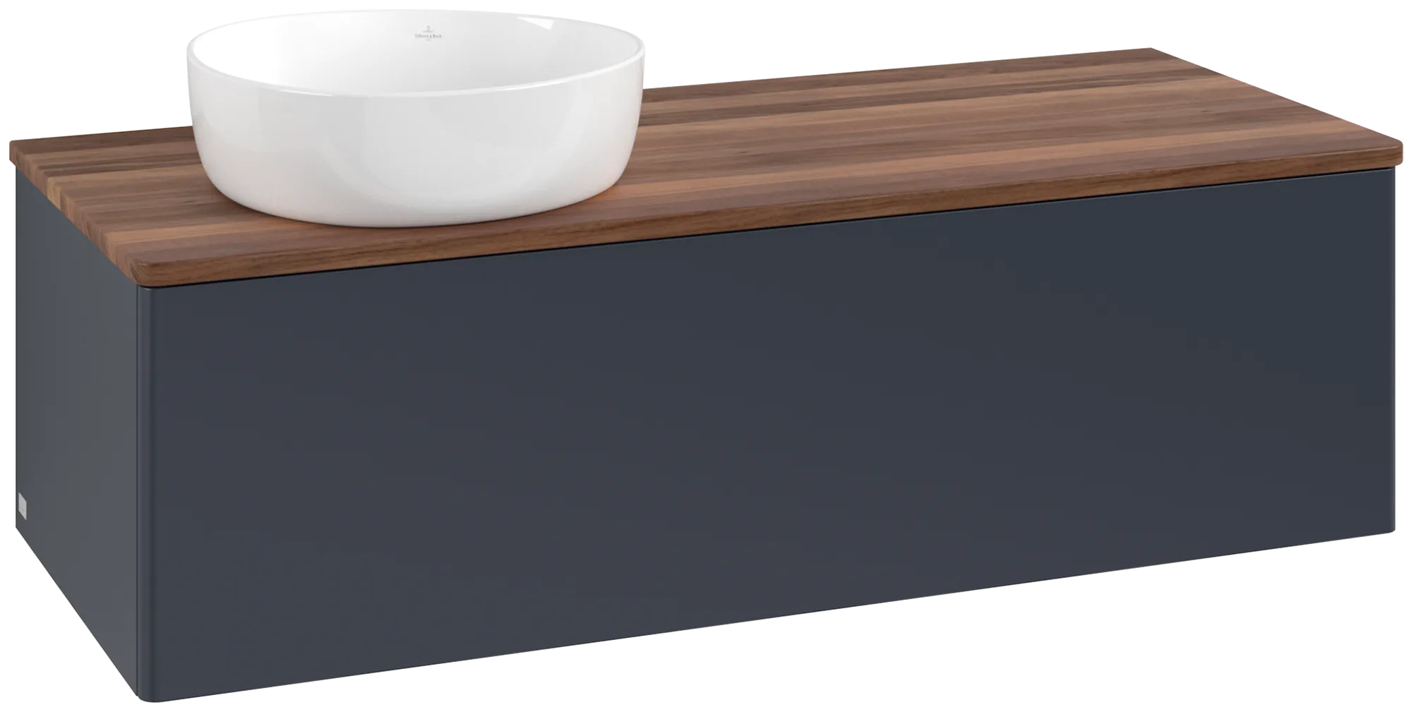 Bild von VILLEROY BOCH Antao Waschbeckenunterschrank, 1 Auszug, 1200 x 360 x 500 mm, Front ohne Struktur, Midnight Blue Matt Lacquer / Warm Walnut #K33012HG