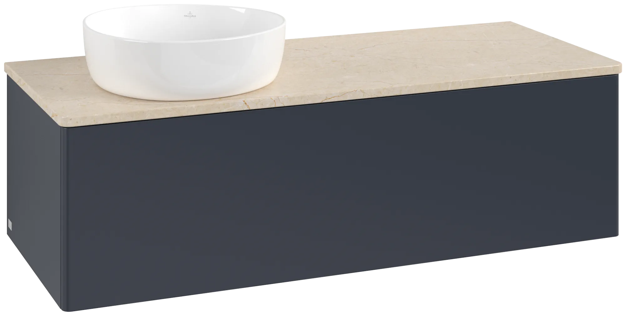 Bild von VILLEROY BOCH Antao Waschbeckenunterschrank, 1 Auszug, 1200 x 360 x 500 mm, Front ohne Struktur, Midnight Blue Matt Lacquer / Botticino #K33013HG