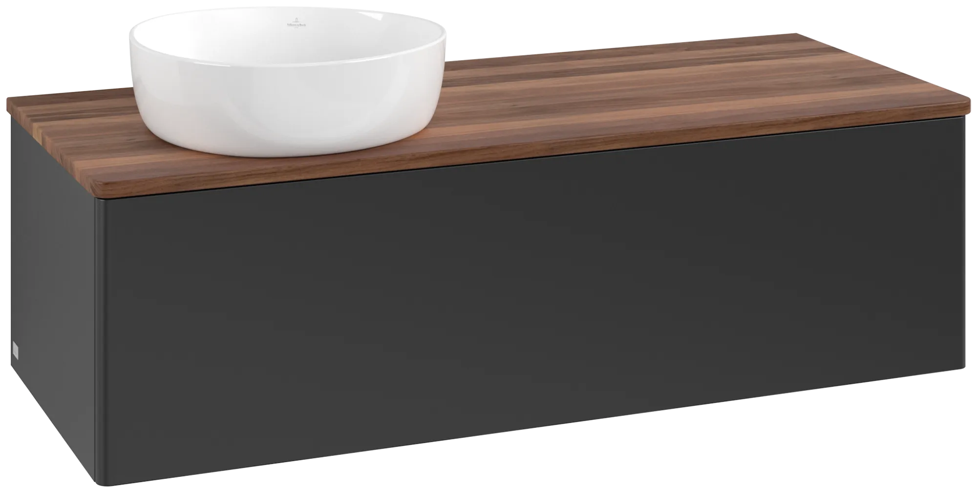 Bild von VILLEROY BOCH Antao Waschbeckenunterschrank, 1 Auszug, 1200 x 360 x 500 mm, Front ohne Struktur, Black Matt Lacquer / Warm Walnut #K33012PD