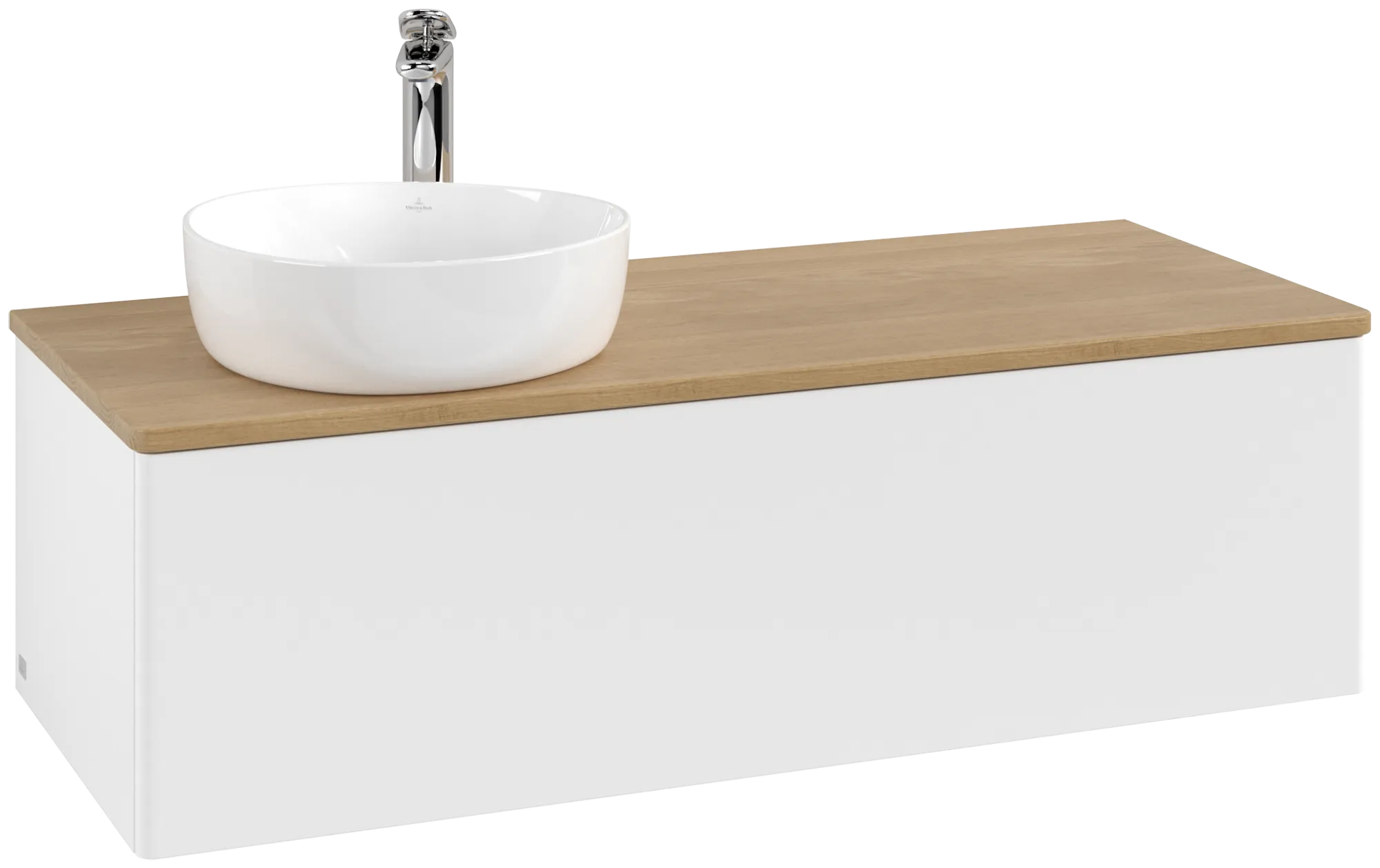 Bild von VILLEROY BOCH Antao Waschbeckenunterschrank, 1 Auszug, 1200 x 360 x 500 mm, Front ohne Struktur, White Matt Lacquer / Honey Oak #K33051MT