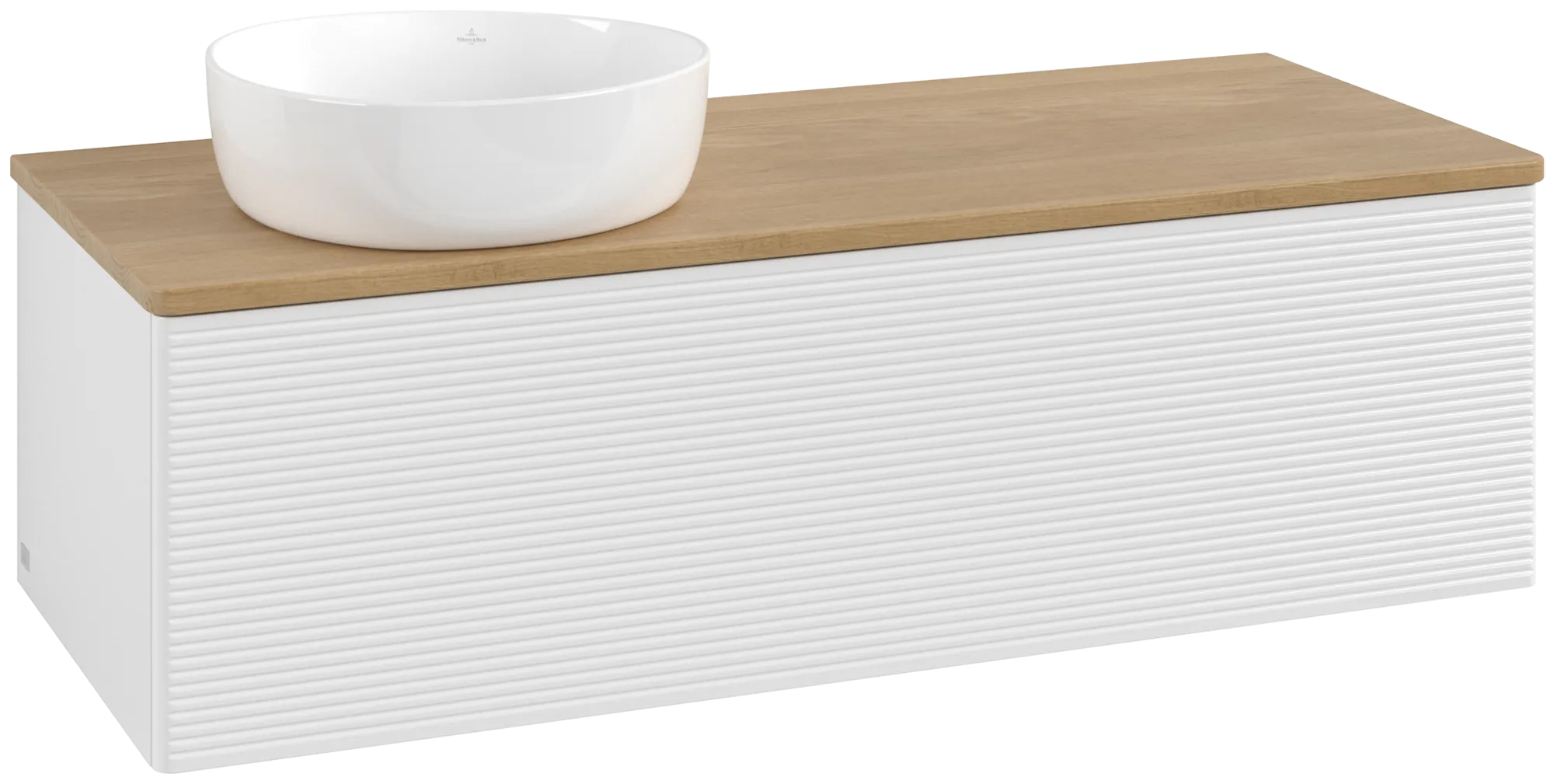 Bild von VILLEROY BOCH Antao Waschbeckenunterschrank, 1 Auszug, 1200 x 360 x 500 mm, Front mit Struktur, Glossy White Lacquer / Honey Oak #K33111GF