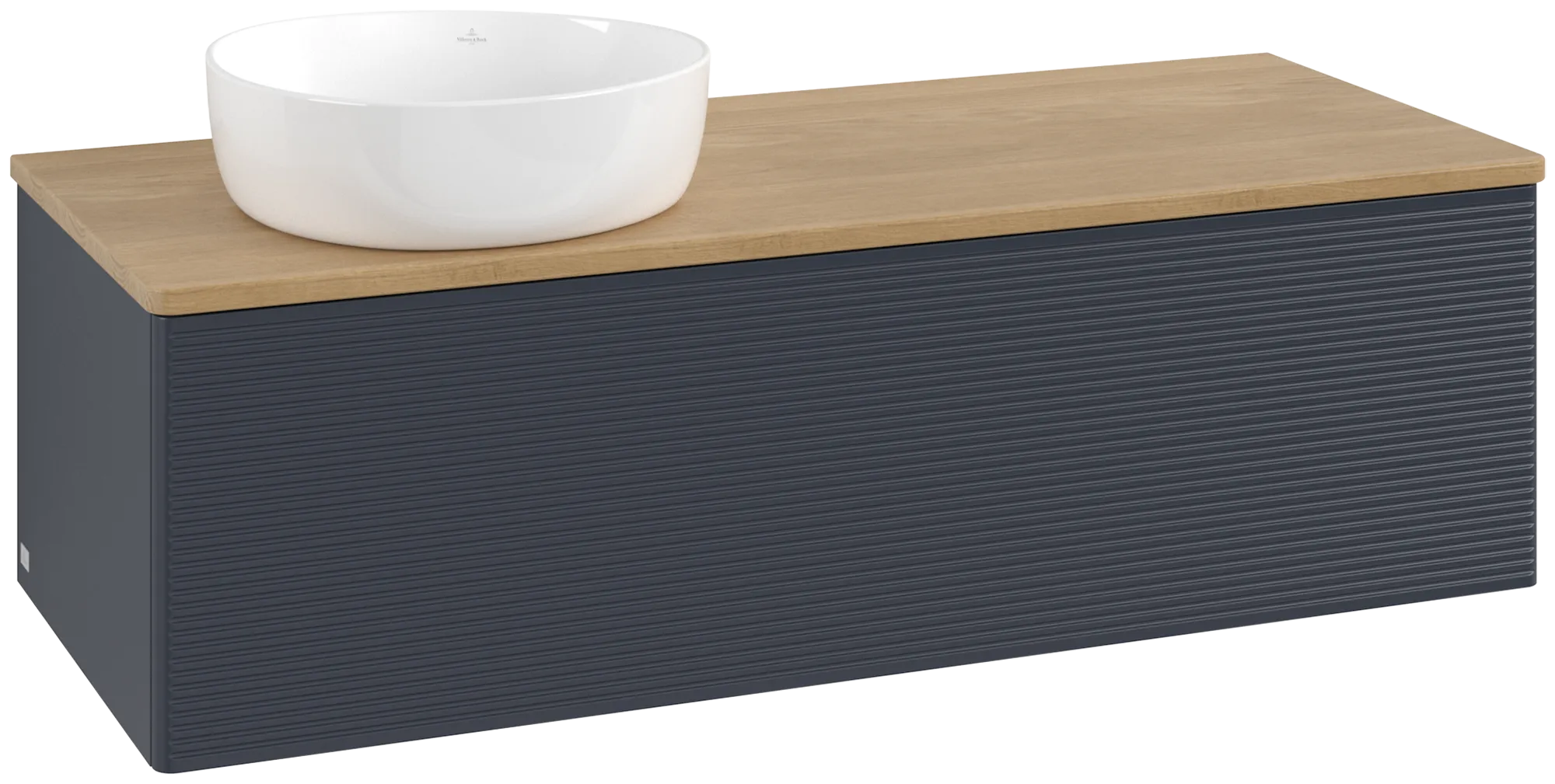 Bild von VILLEROY BOCH Antao Waschbeckenunterschrank, 1 Auszug, 1200 x 360 x 500 mm, Front mit Struktur, Midnight Blue Matt Lacquer / Honey Oak #K33111HG