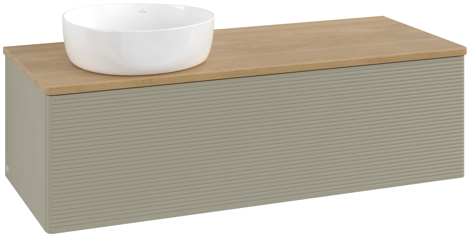 Picture of VILLEROY BOCH Antao Vanity unit, 1 pull-out compartment, 1200 x 360 x 500 mm, Front with grain texture, Stone Grey Matt Lacquer / Honey Oak #K33111HK