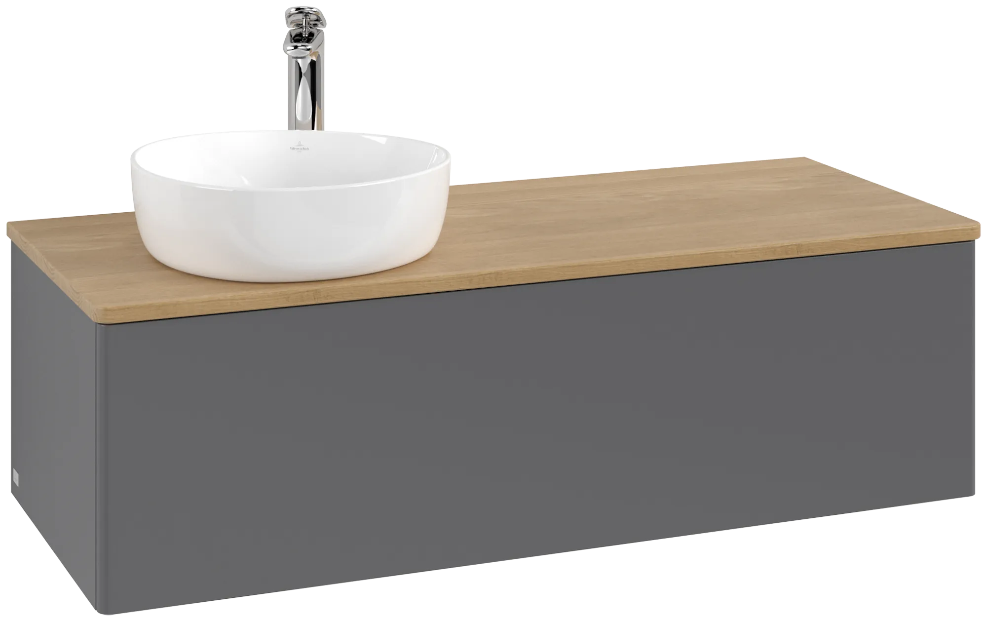 Bild von VILLEROY BOCH Antao Waschbeckenunterschrank, 1 Auszug, 1200 x 360 x 500 mm, Front ohne Struktur, Anthracite Matt Lacquer / Honey Oak #K33051GK