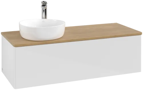 Bild von VILLEROY BOCH Antao Waschbeckenunterschrank, 1 Auszug, 1200 x 360 x 500 mm, Front ohne Struktur, Glossy White Lacquer / Honey Oak #K33051GF