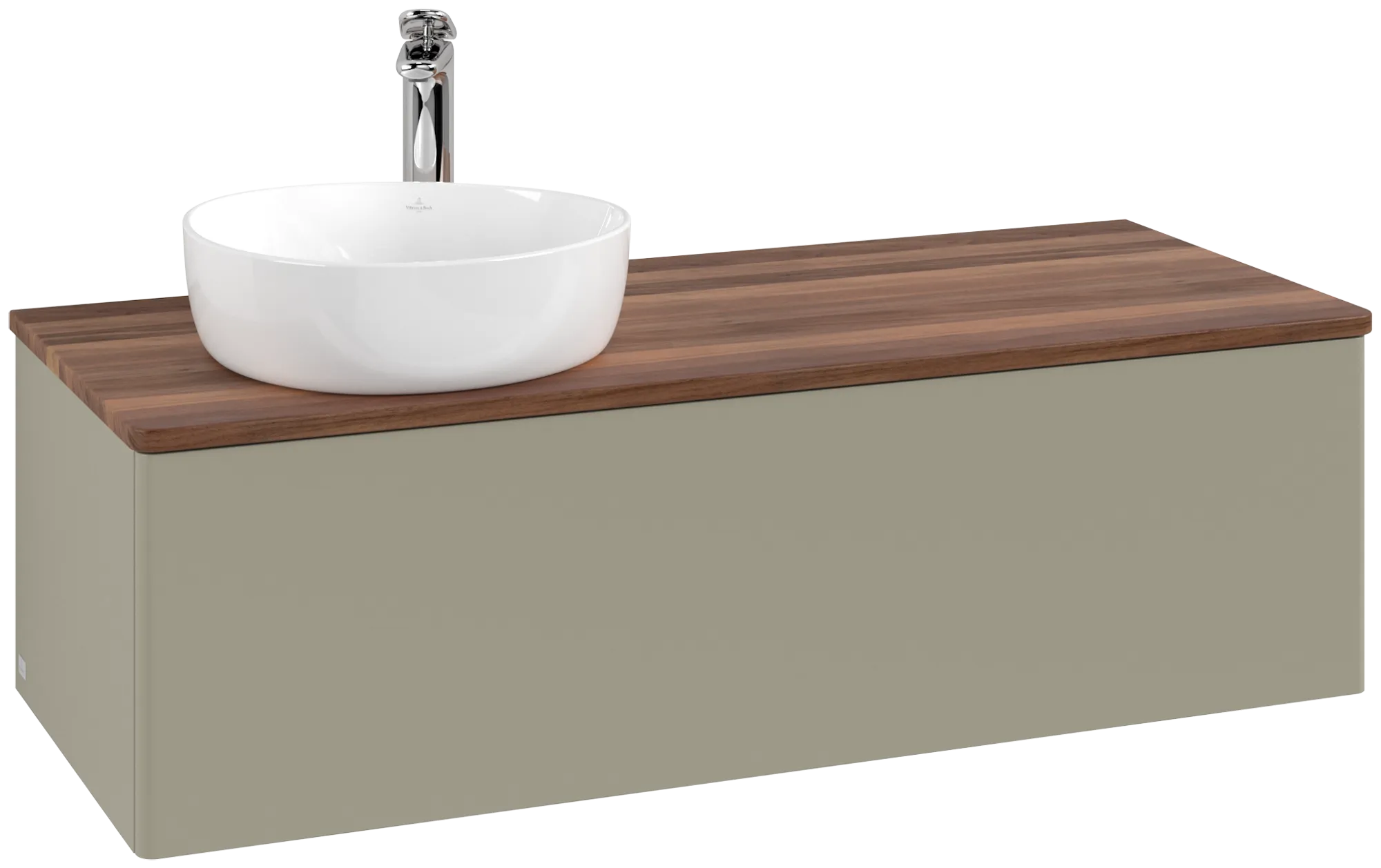 Bild von VILLEROY BOCH Antao Waschbeckenunterschrank, 1 Auszug, 1200 x 360 x 500 mm, Front ohne Struktur, Stone Grey Matt Lacquer / Warm Walnut #K33052HK
