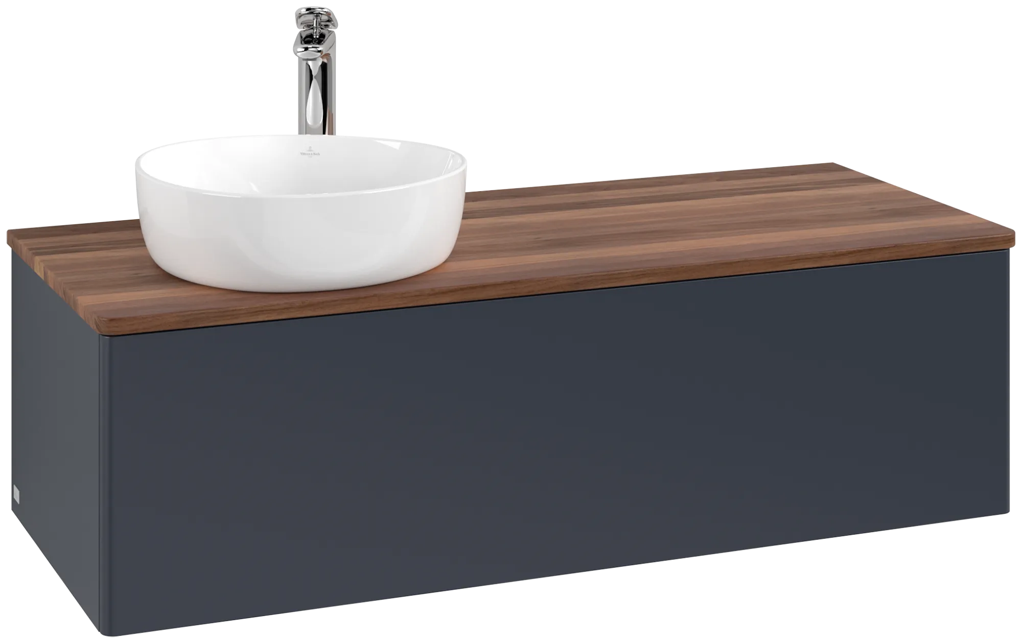 Bild von VILLEROY BOCH Antao Waschbeckenunterschrank, 1 Auszug, 1200 x 360 x 500 mm, Front ohne Struktur, Midnight Blue Matt Lacquer / Warm Walnut #K33052HG