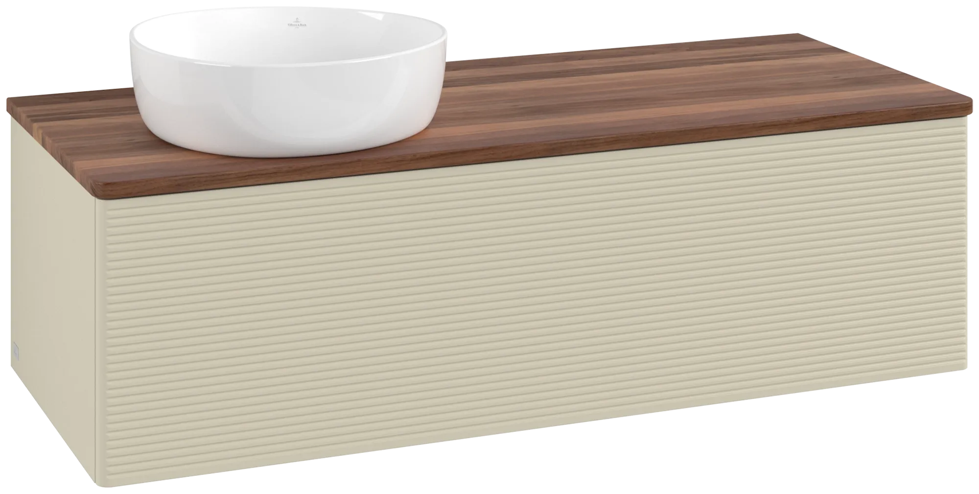 Bild von VILLEROY BOCH Antao Waschbeckenunterschrank, 1 Auszug, 1200 x 360 x 500 mm, Front mit Struktur, Silk Grey Matt Lacquer / Warm Walnut #K33112HJ