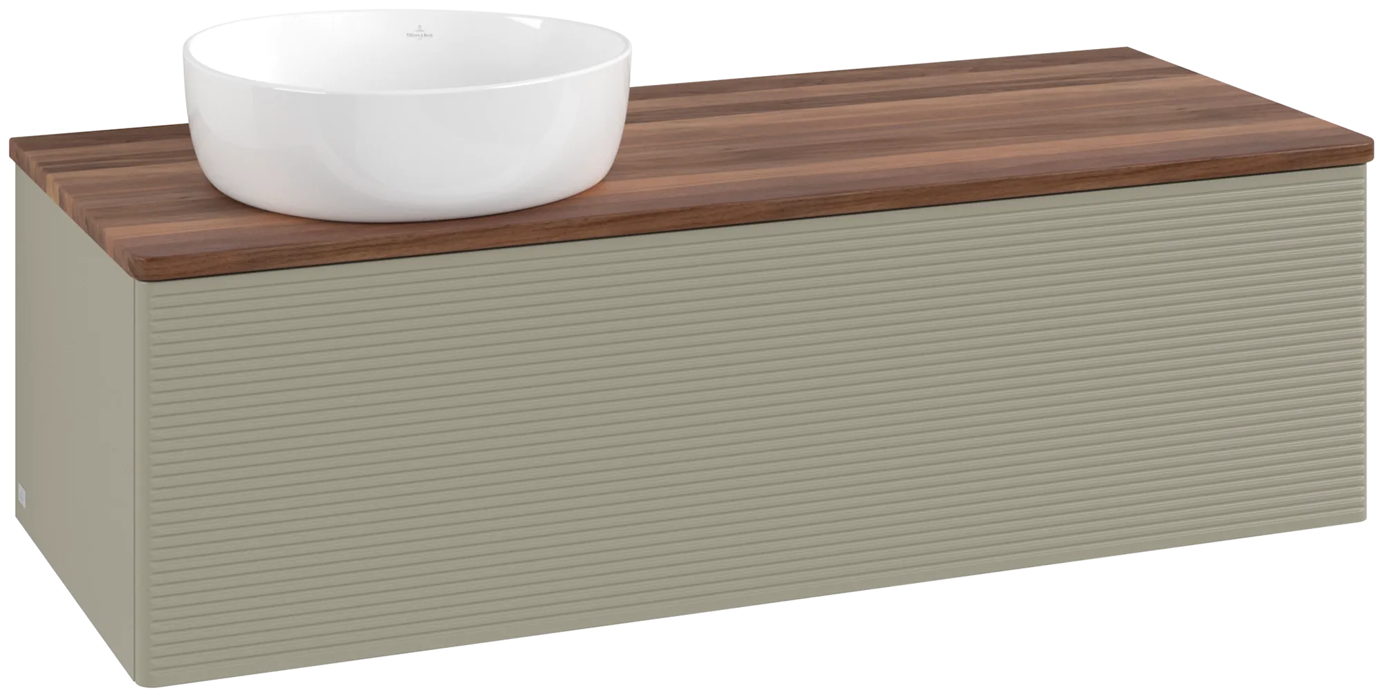 Bild von VILLEROY BOCH Antao Waschbeckenunterschrank, 1 Auszug, 1200 x 360 x 500 mm, Front mit Struktur, Stone Grey Matt Lacquer / Warm Walnut #K33112HK