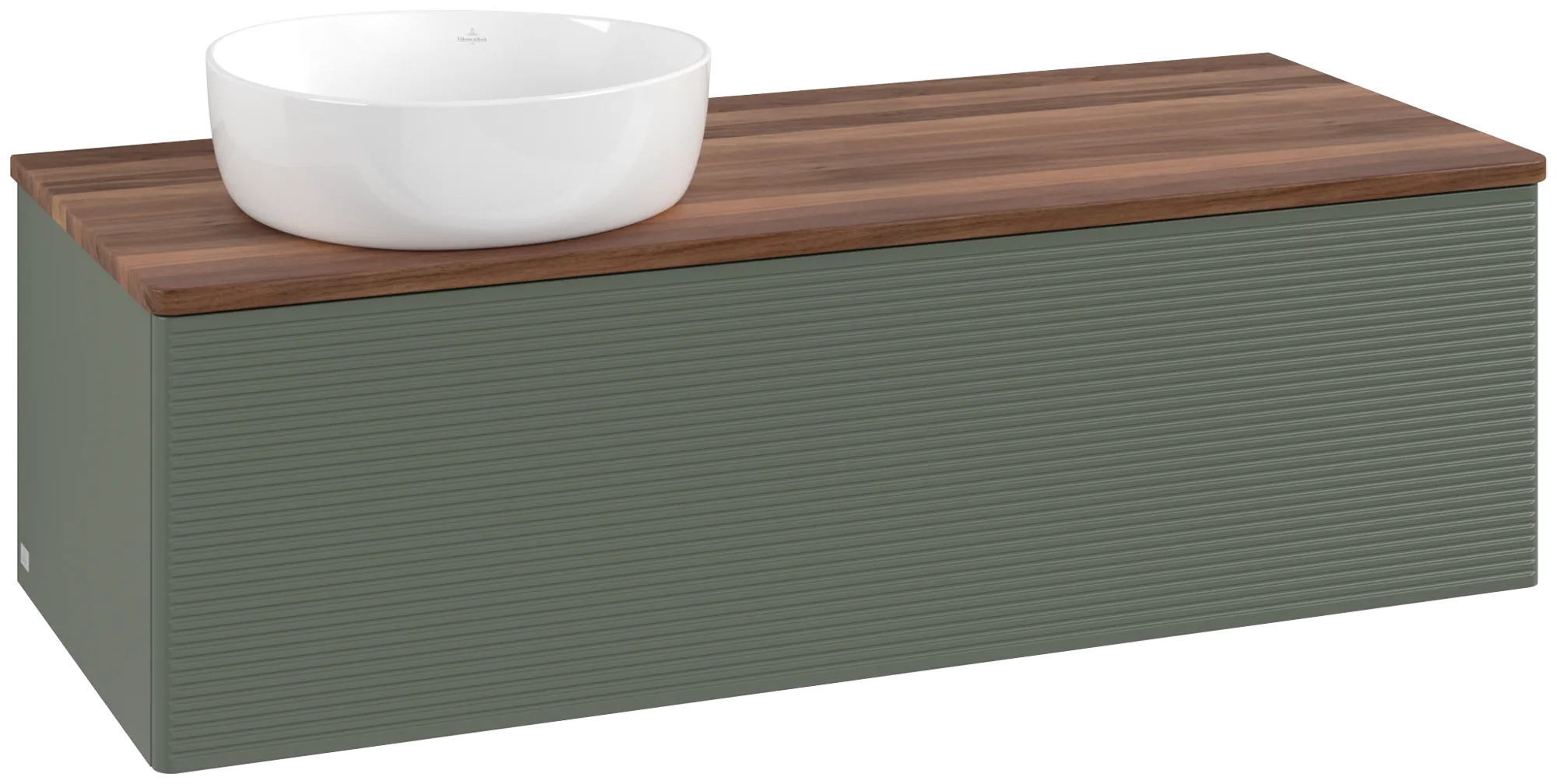 Bild von VILLEROY BOCH Antao Waschbeckenunterschrank, 1 Auszug, 1200 x 360 x 500 mm, Front mit Struktur, Leaf Green Matt Lacquer / Warm Walnut #K33112HL