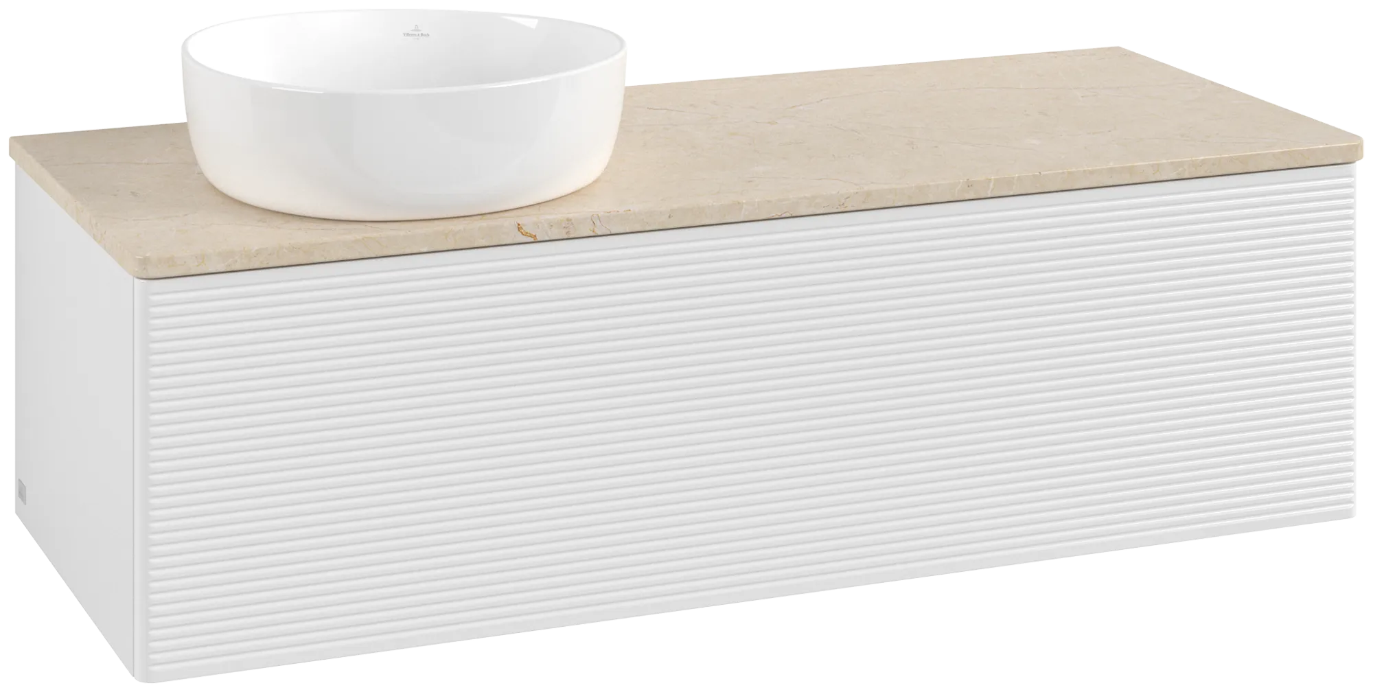Bild von VILLEROY BOCH Antao Waschbeckenunterschrank, 1 Auszug, 1200 x 360 x 500 mm, Front mit Struktur, Glossy White Lacquer / Botticino #K33113GF