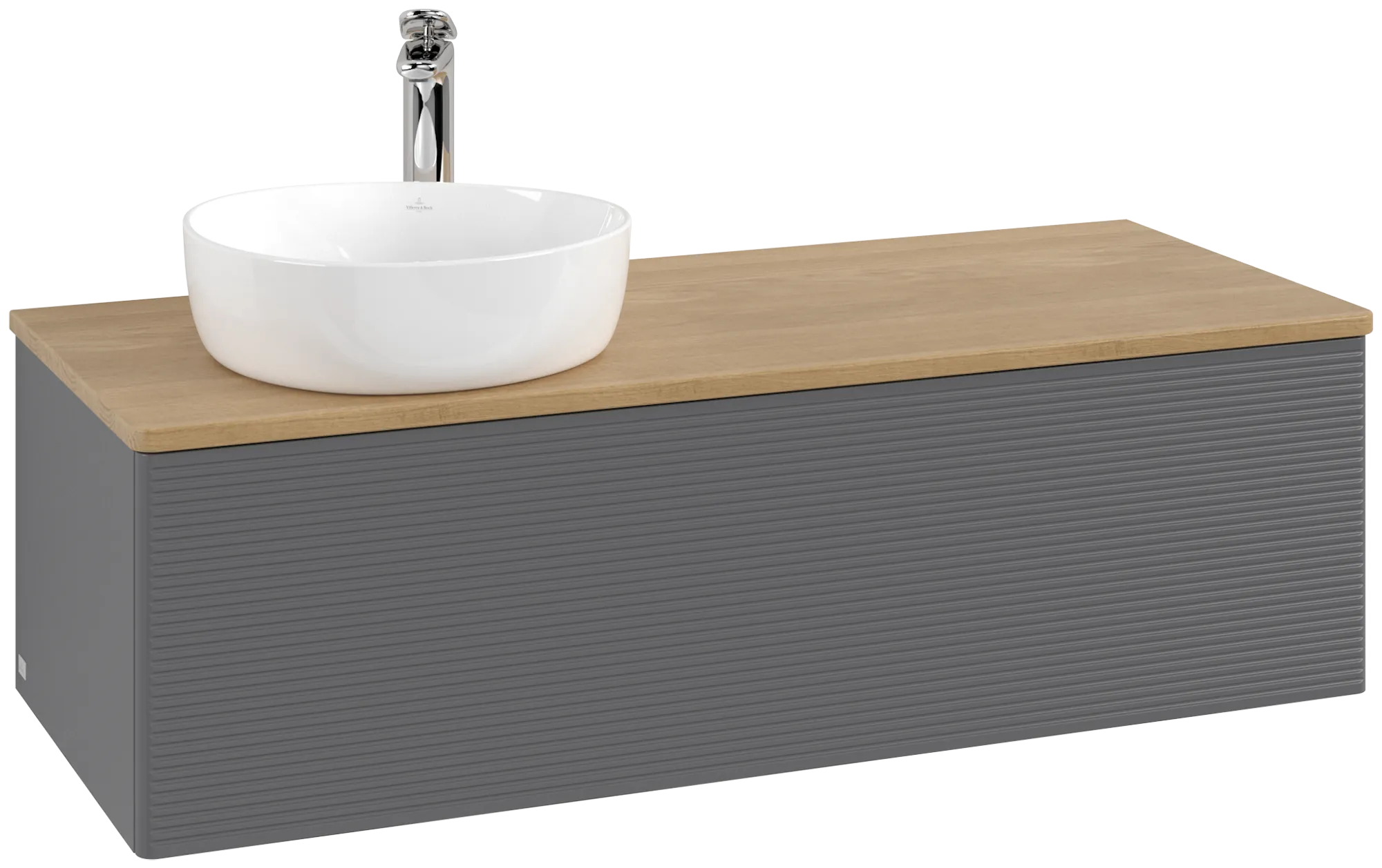 Bild von VILLEROY BOCH Antao Waschbeckenunterschrank, 1 Auszug, 1200 x 360 x 500 mm, Front mit Struktur, Anthracite Matt Lacquer / Honey Oak #K33151GK