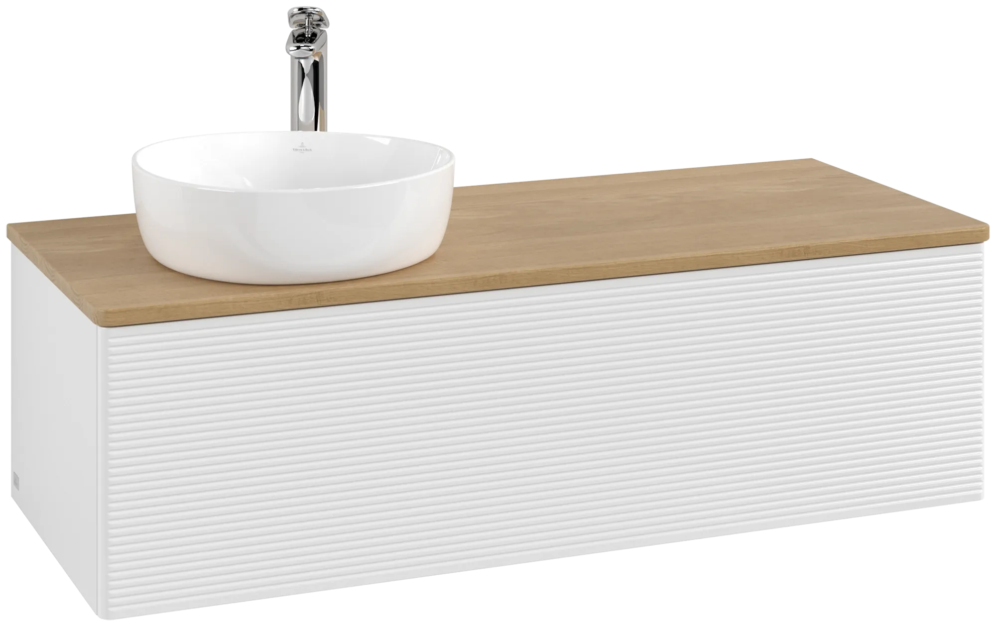 Bild von VILLEROY BOCH Antao Waschbeckenunterschrank, 1 Auszug, 1200 x 360 x 500 mm, Front mit Struktur, Glossy White Lacquer / Honey Oak #K33151GF