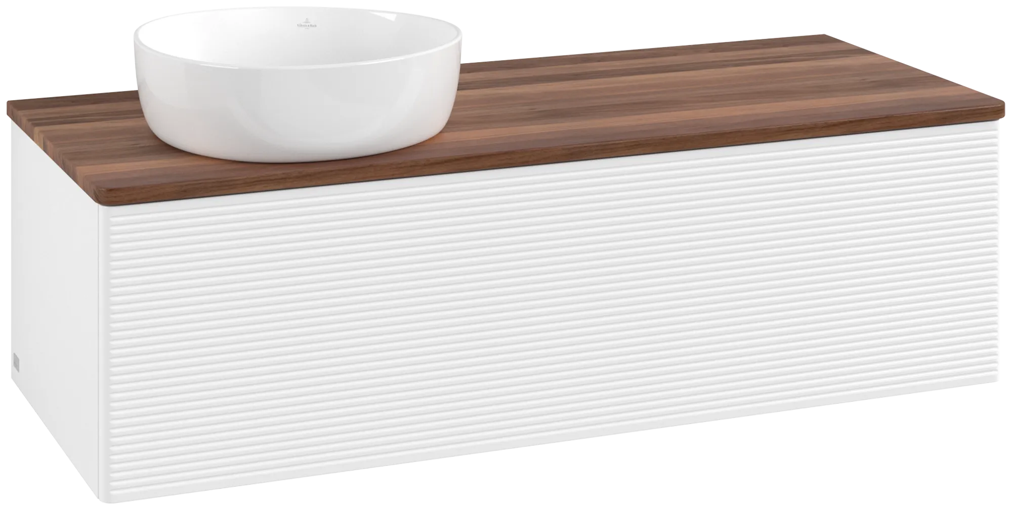 Bild von VILLEROY BOCH Antao Waschbeckenunterschrank, 1 Auszug, 1200 x 360 x 500 mm, Front mit Struktur, White Matt Lacquer / Warm Walnut #K33112MT