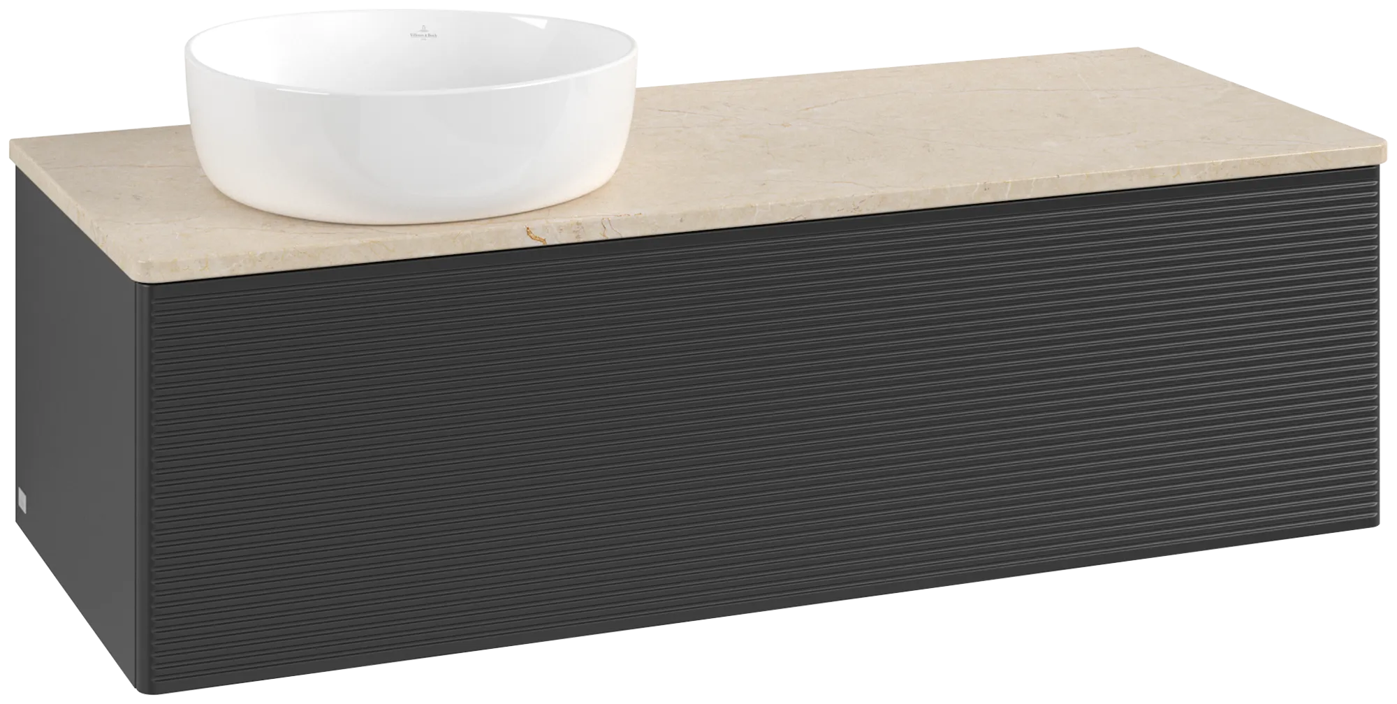 Bild von VILLEROY BOCH Antao Waschbeckenunterschrank, 1 Auszug, 1200 x 360 x 500 mm, Front mit Struktur, Black Matt Lacquer / Botticino #K33113PD