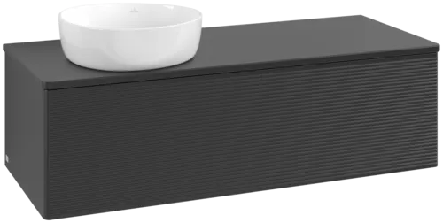 Bild von VILLEROY BOCH Antao Waschbeckenunterschrank, 1 Auszug, 1200 x 360 x 500 mm, Front mit Struktur, Black Matt Lacquer / Black Matt Lacquer #K33150PD